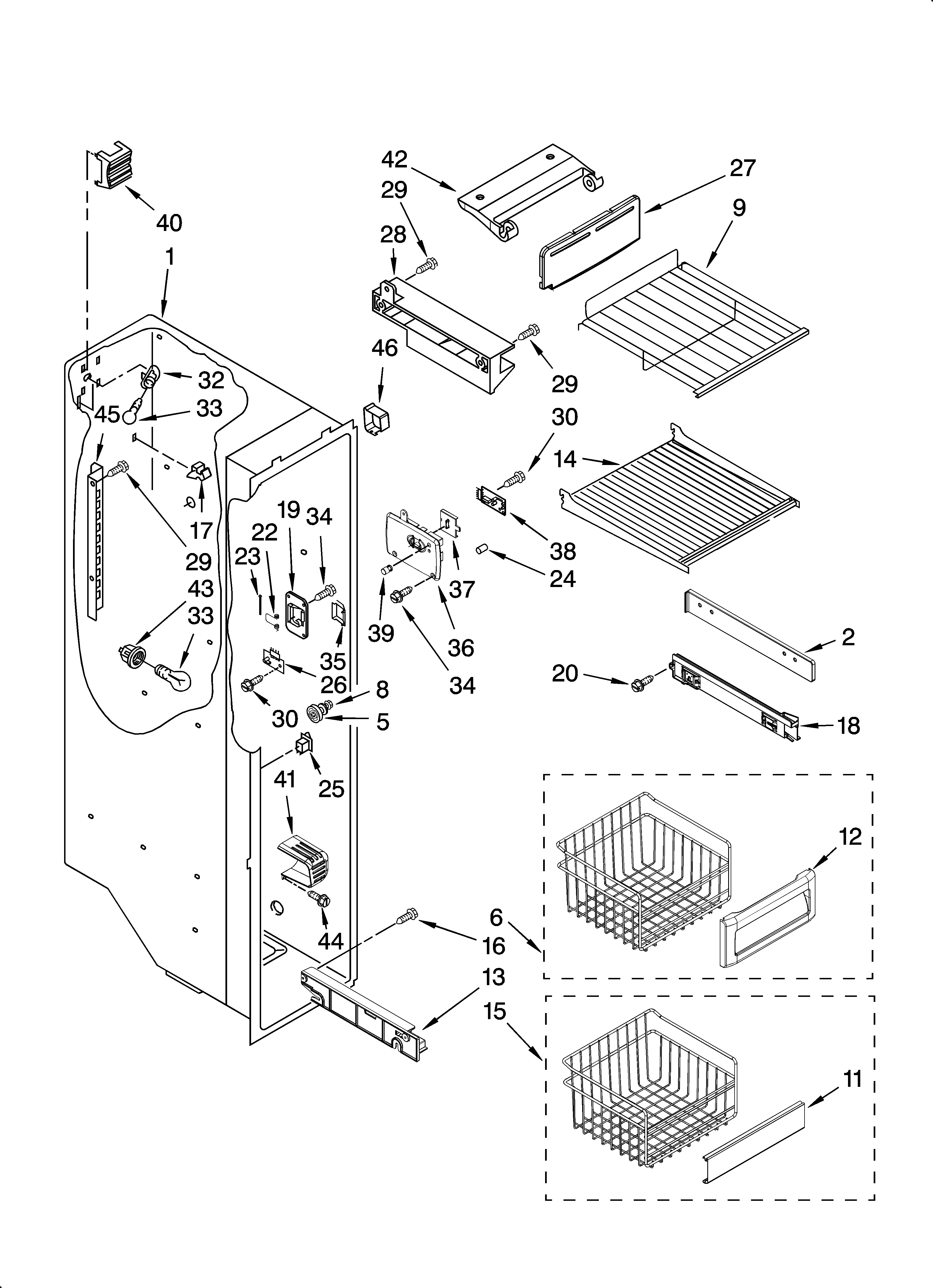 Whirlpool GC5SHEXNB05 freezer liner parts diagram