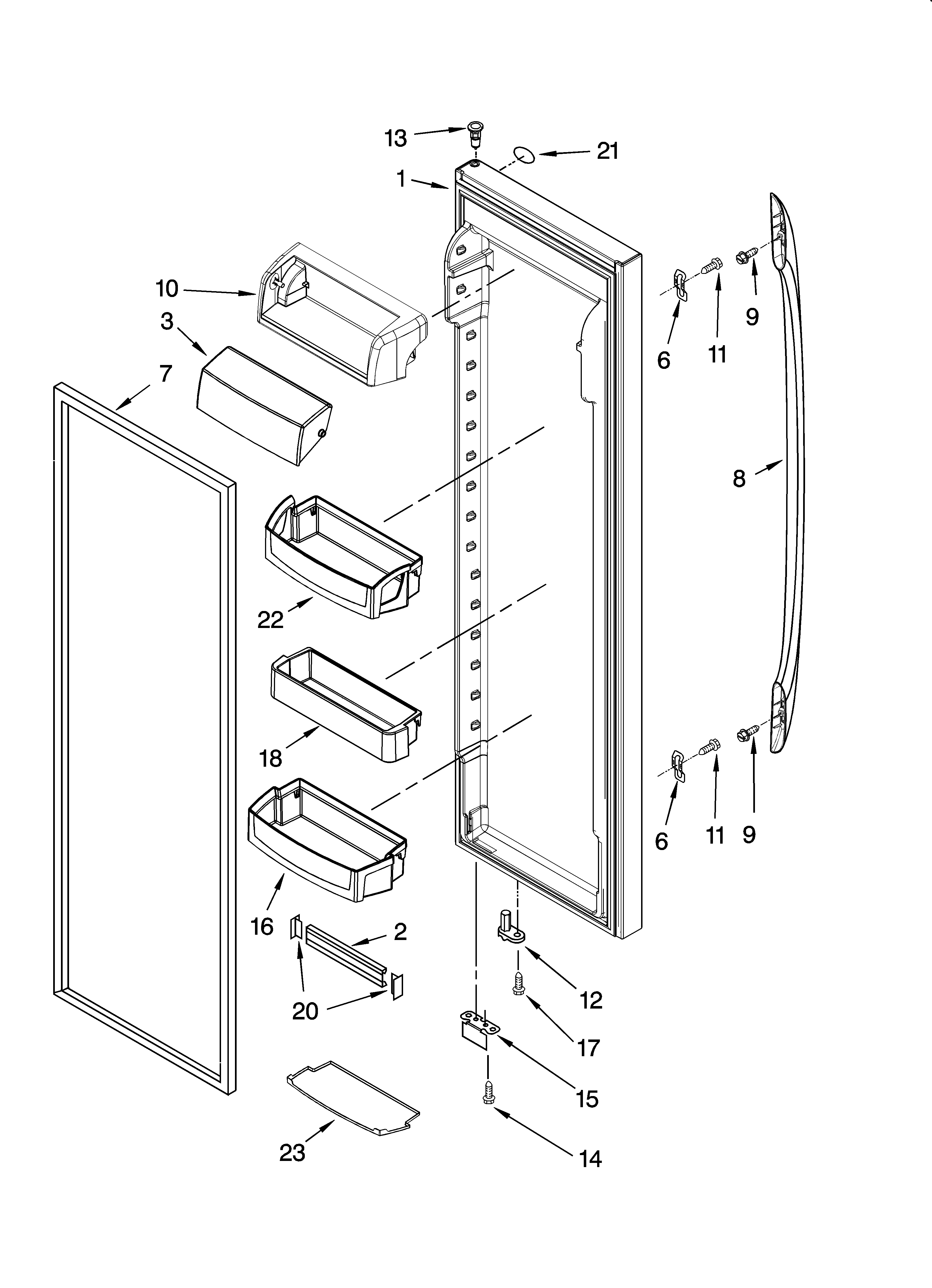 Whirlpool GC5SHEXNB05 refrigerator door parts diagram