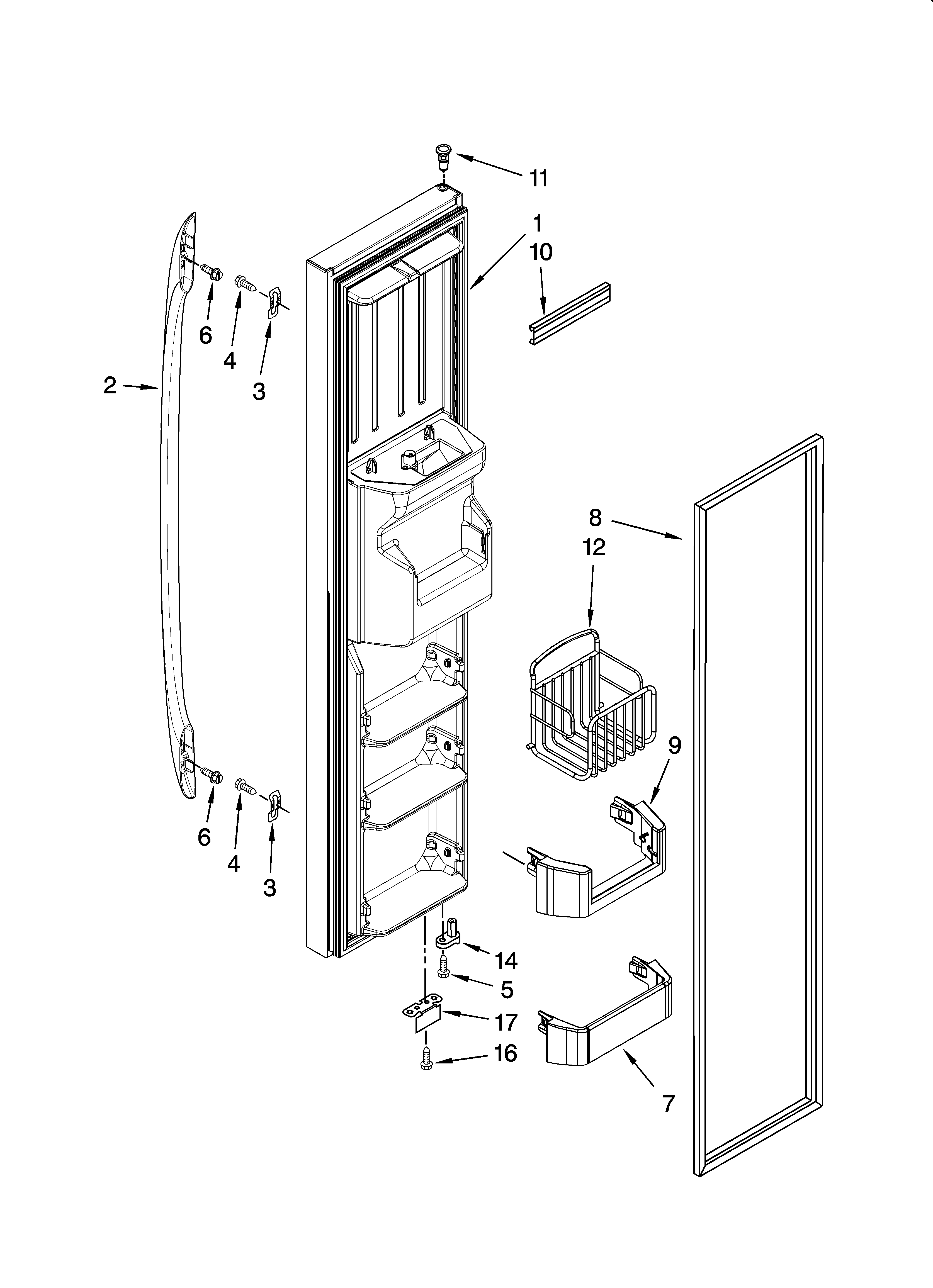 Whirlpool GC5SHEXNB05 freezer door parts diagram