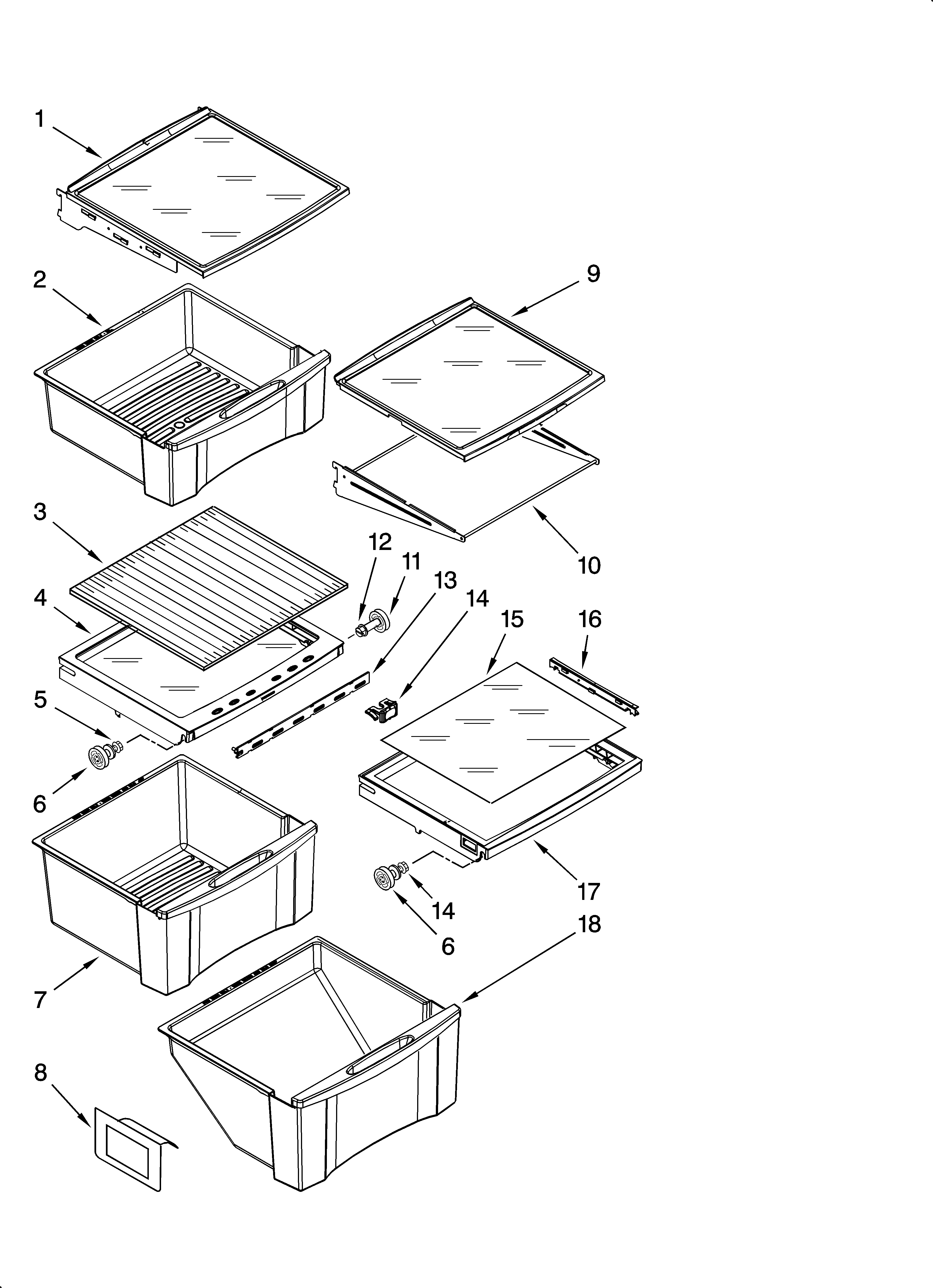 Whirlpool GD5RHAXTQ01 refrigerator shelf parts diagram