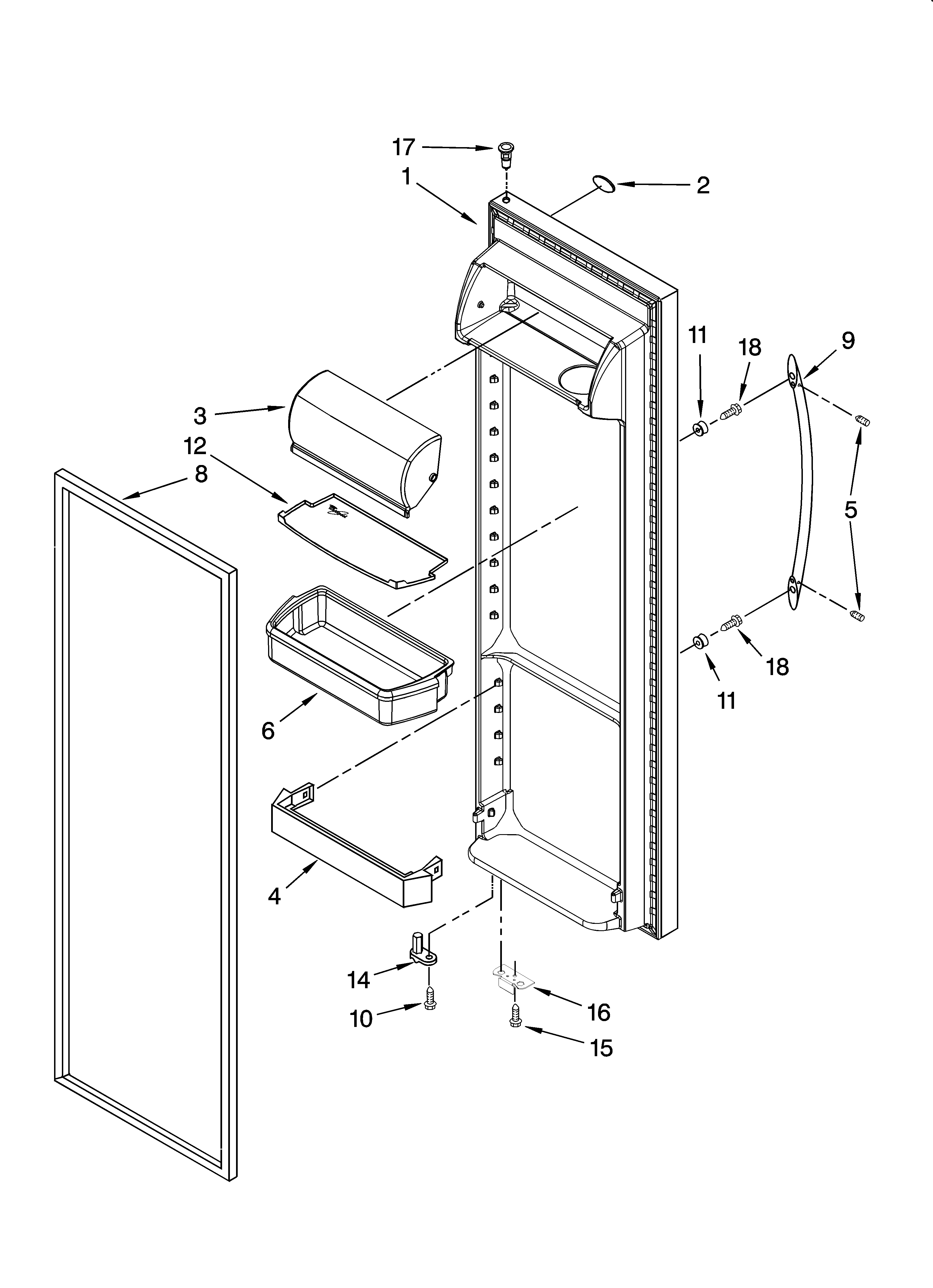 Whirlpool GD5RHAXTQ01 refrigerator door parts diagram