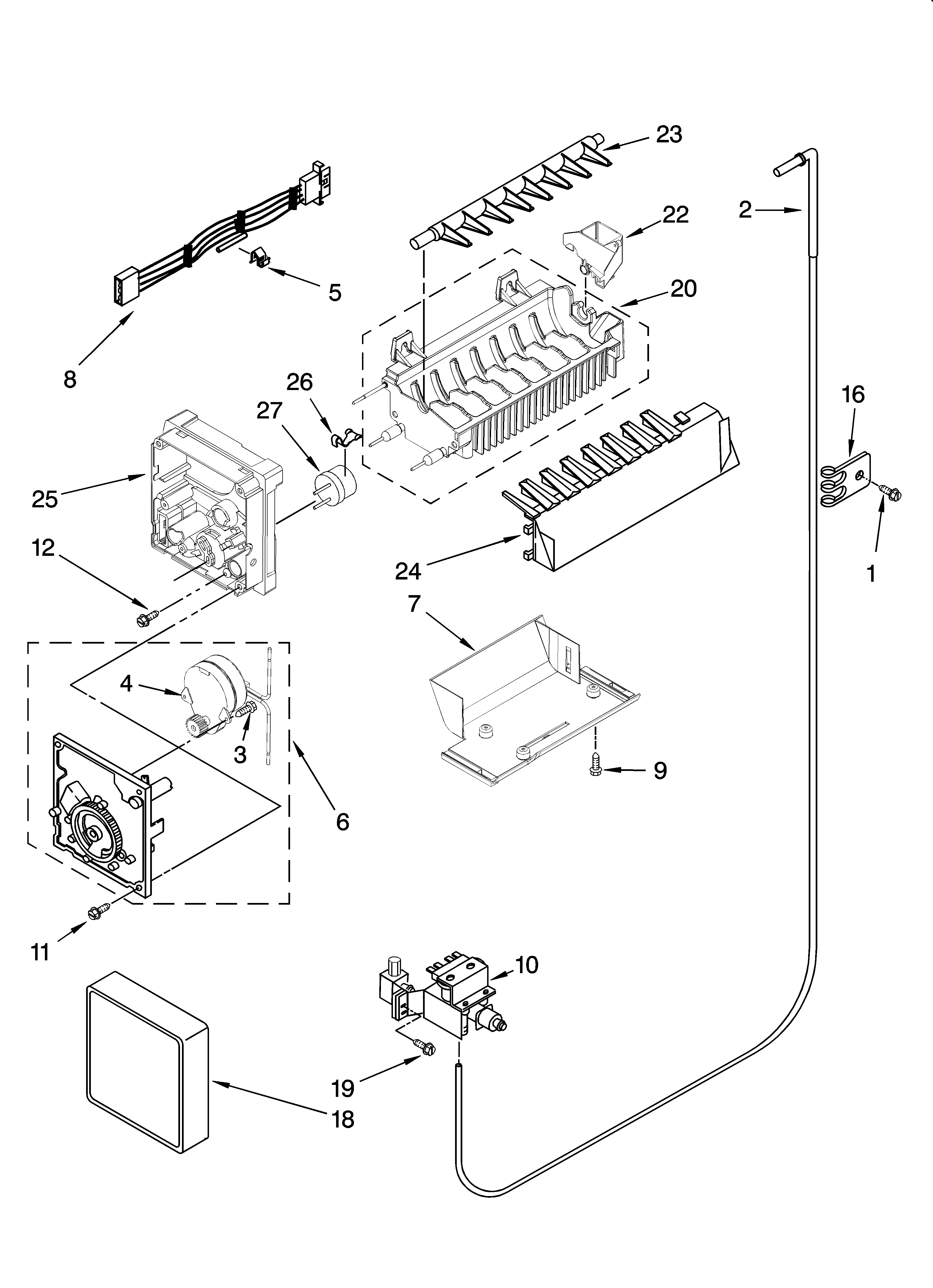 KitchenAid KSRP22FTWH01 icemaker parts diagram