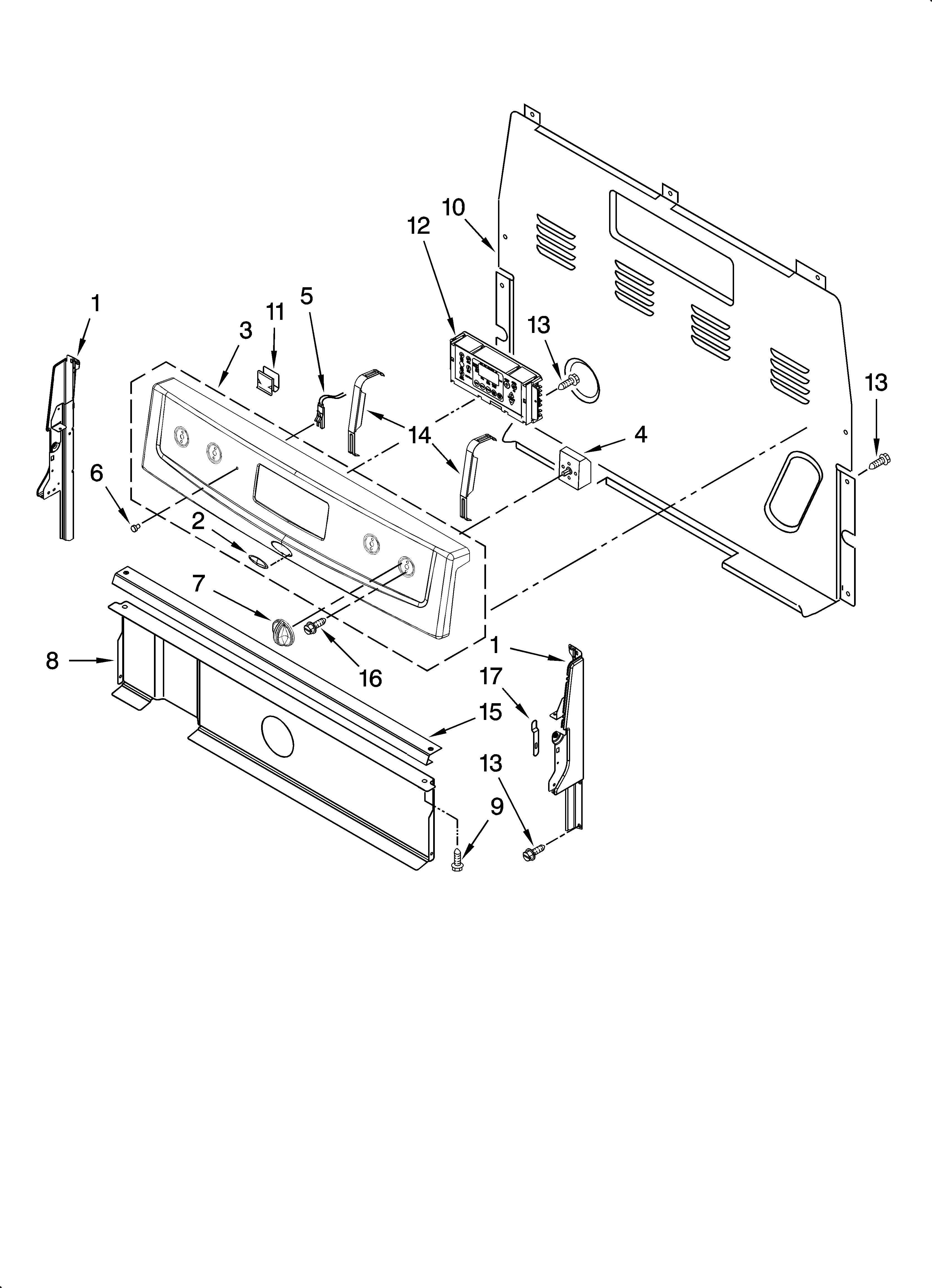 Whirlpool RF263LXTB0 control panel parts diagram