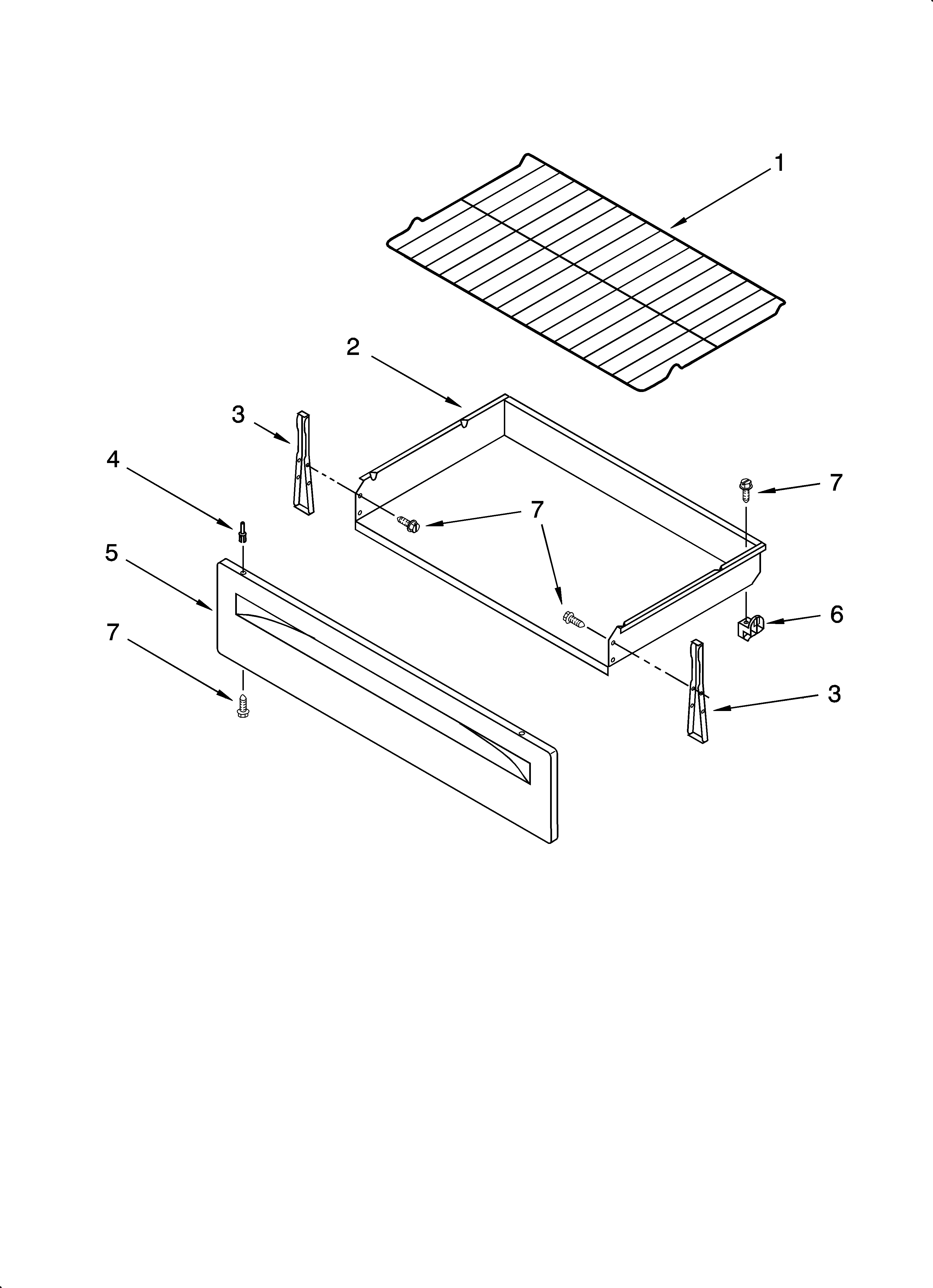Whirlpool RF263LXTB0 drawer & broiler parts diagram
