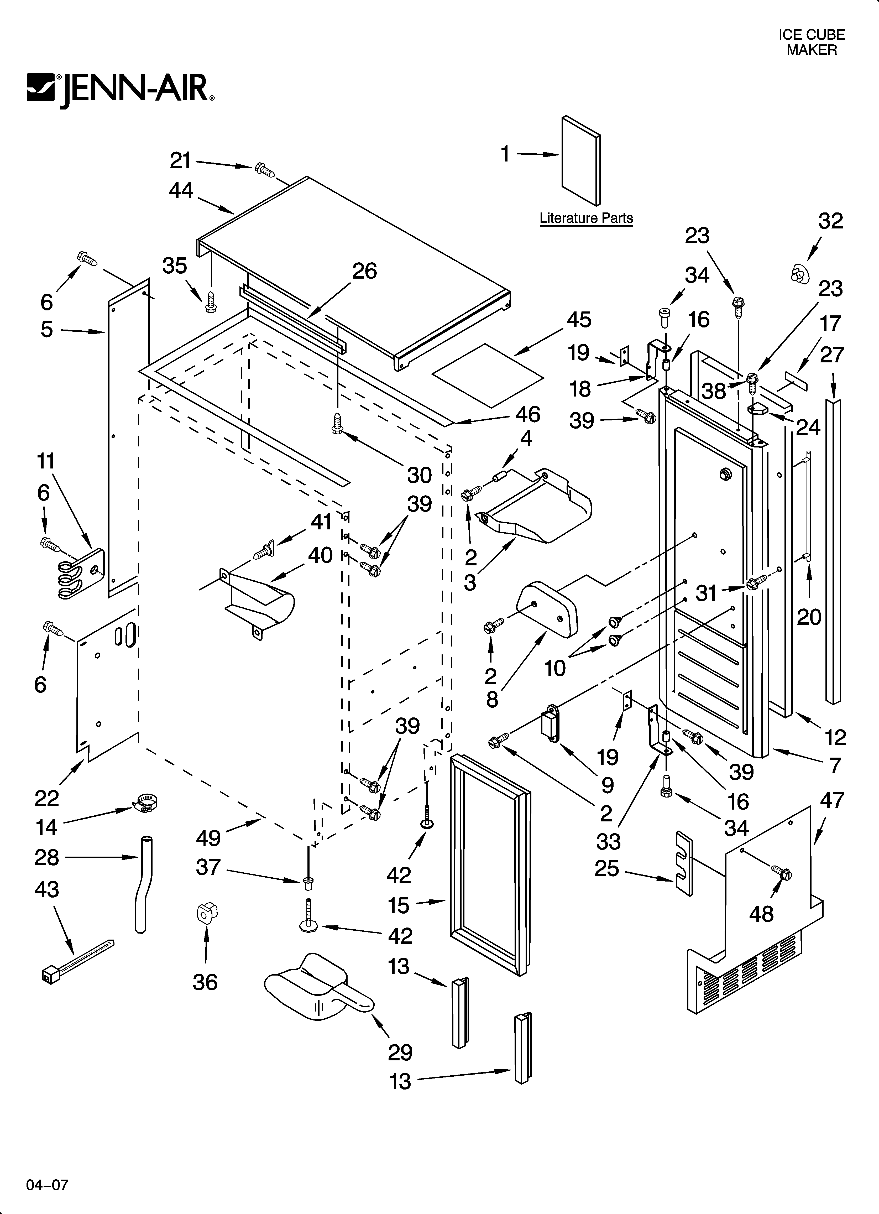 Jenn-Air JIM158XBRS0 cabinet liner and door parts diagram