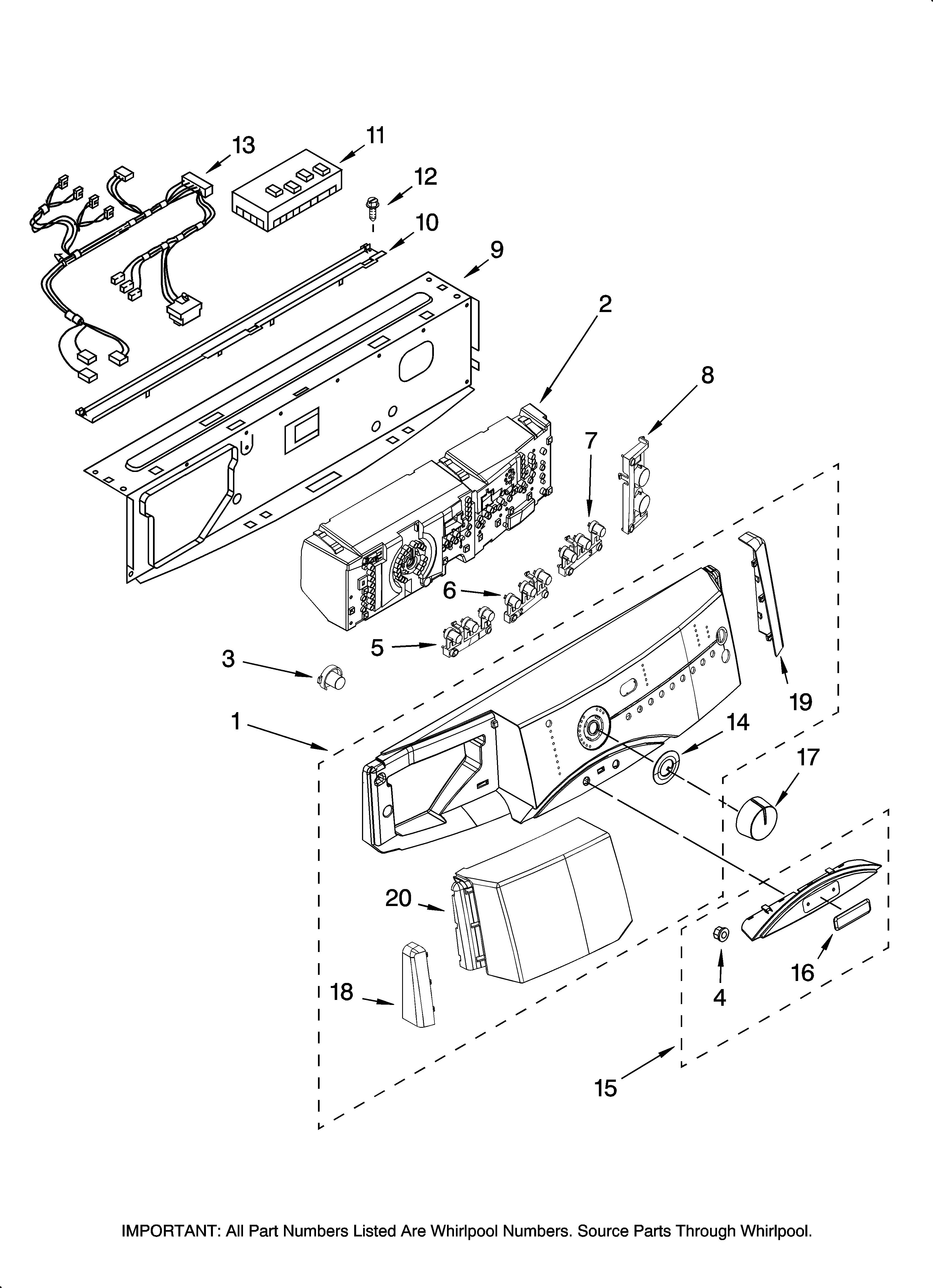 Maytag MFW9700SQ1 control panel parts diagram