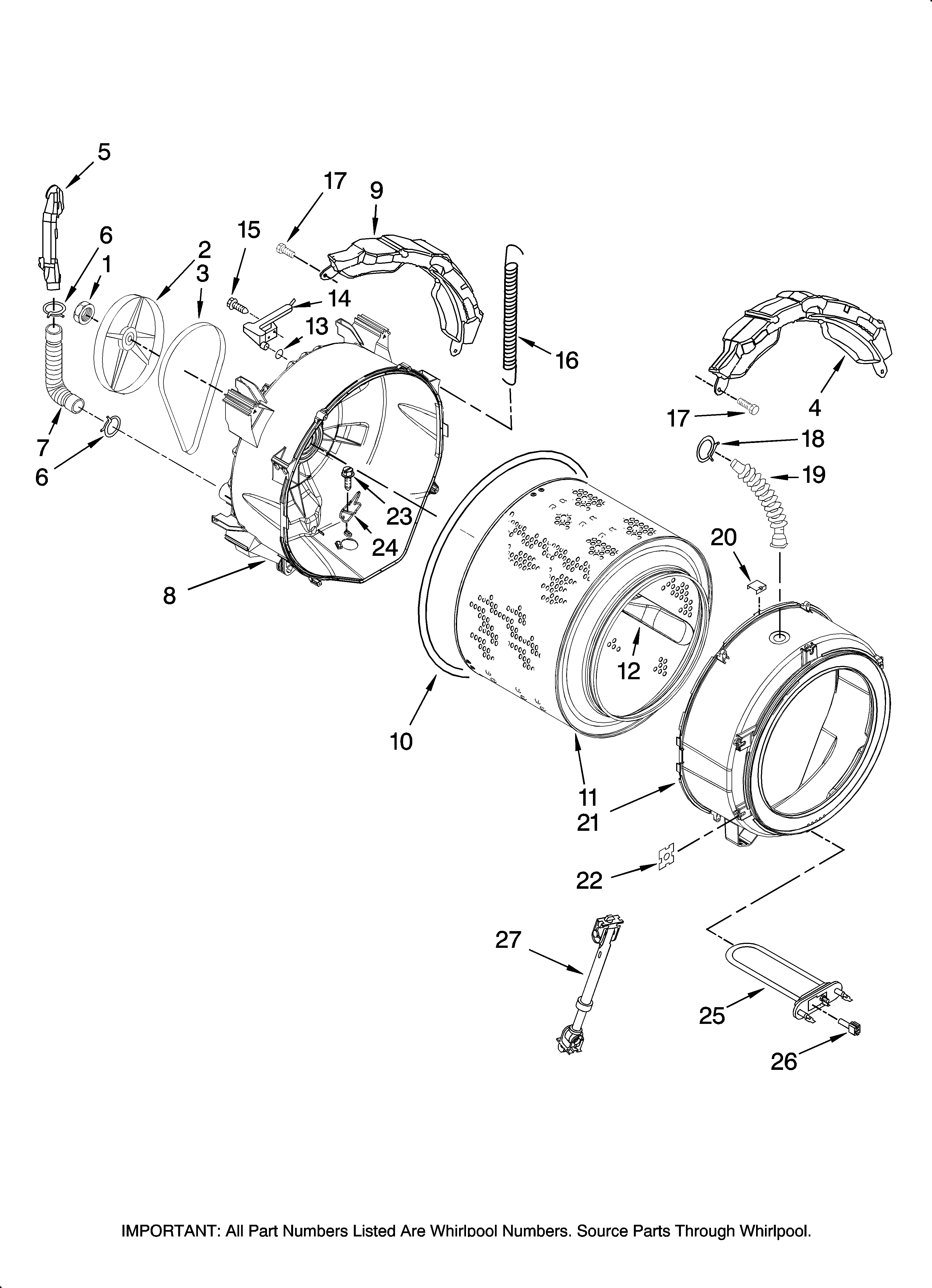 Maytag MFW9700SQ1 tub and basket parts diagram