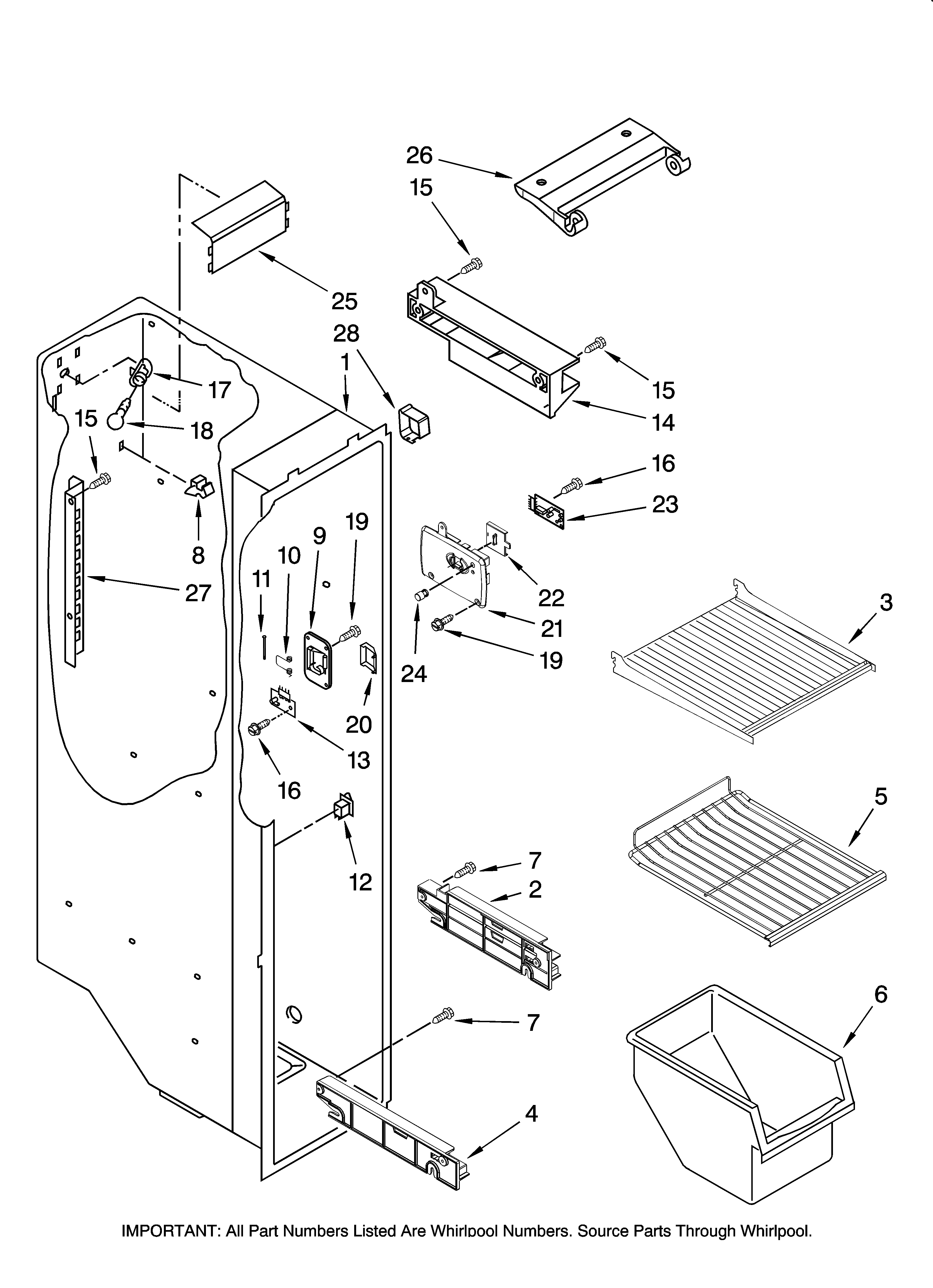 Maytag MSD2269KEB00 freezer liner parts diagram