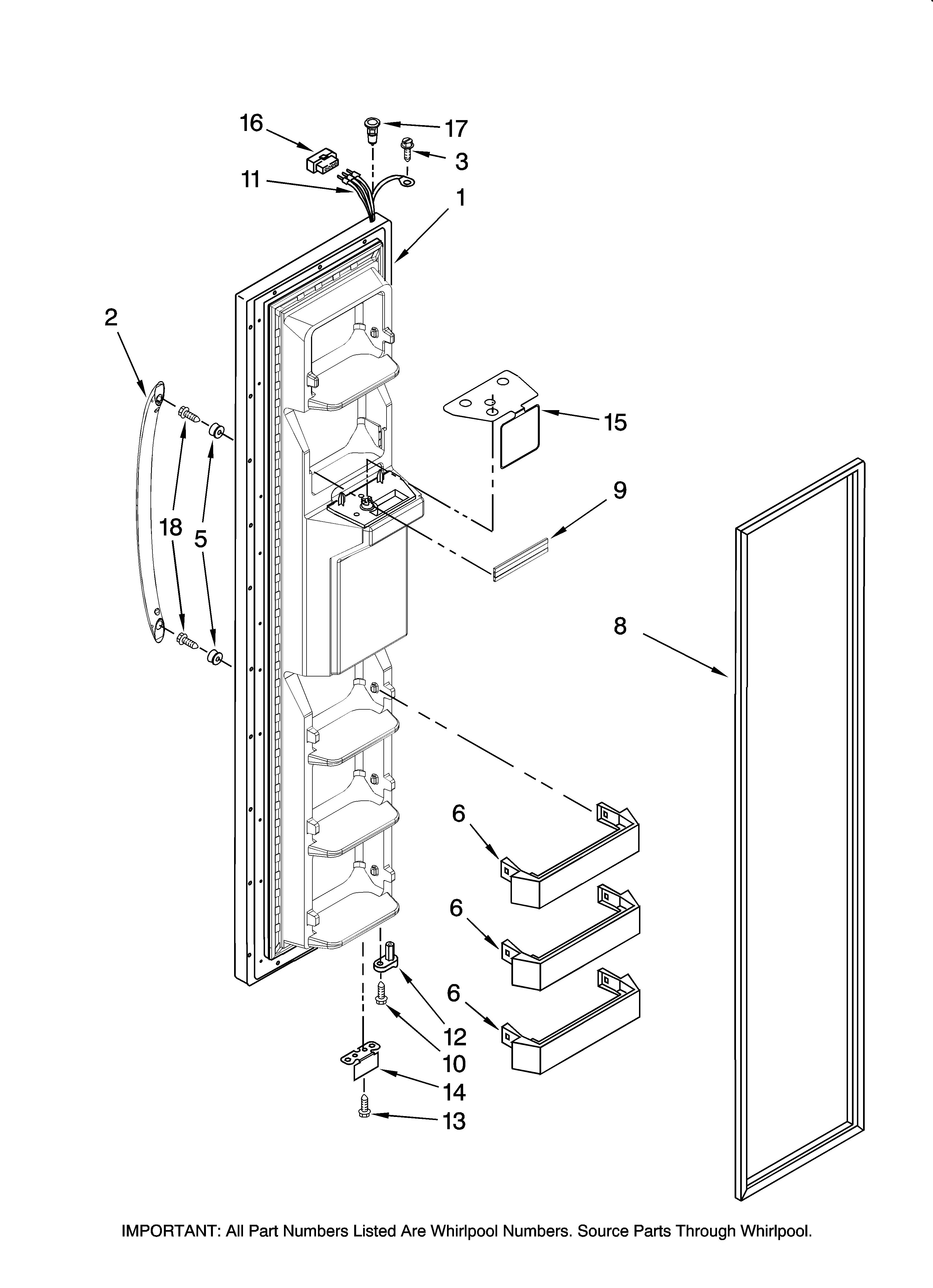 Maytag MSD2269KEB00 freezer door parts diagram