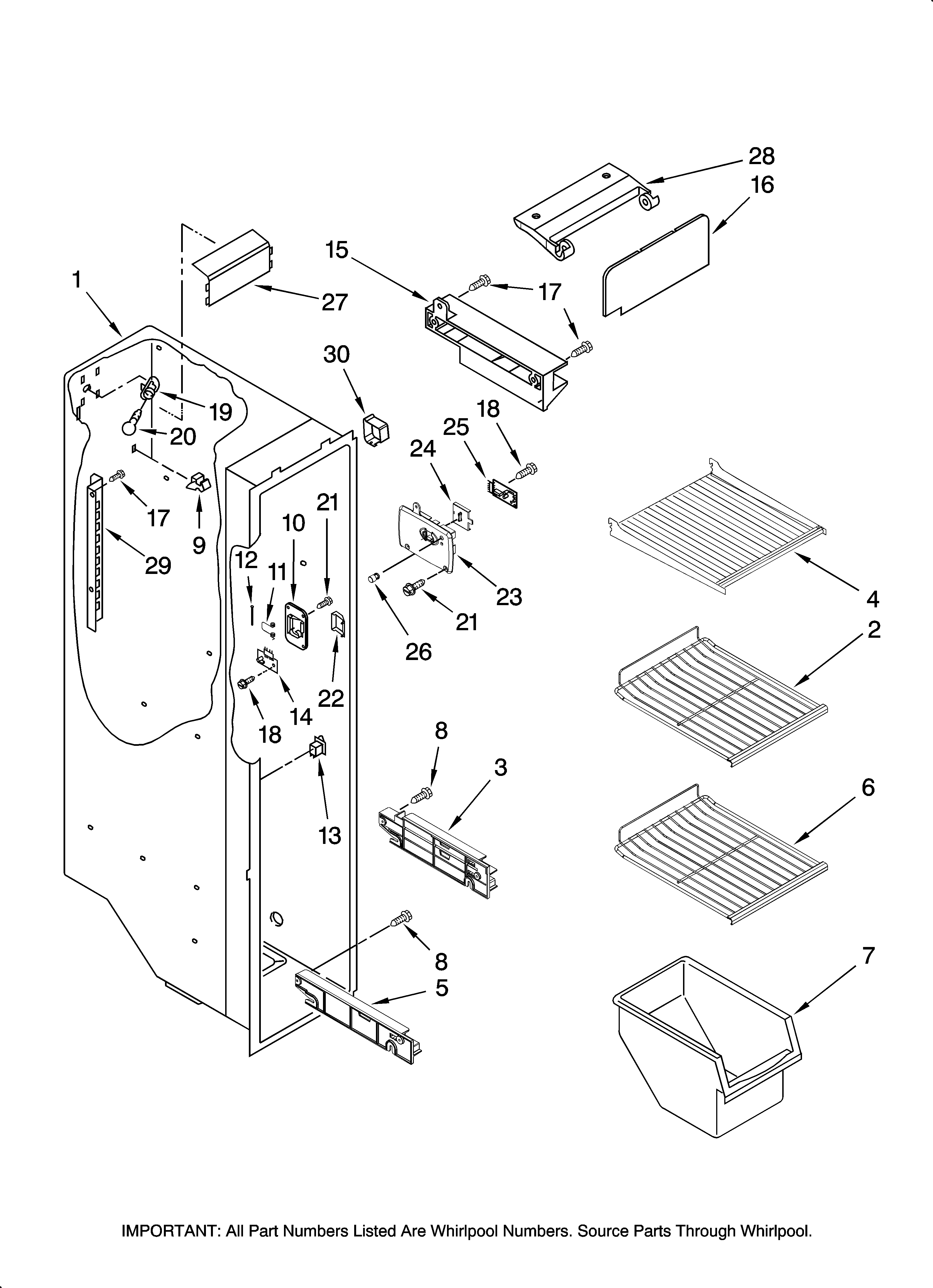 Maytag MSD2669KEA01 freezer liner parts diagram