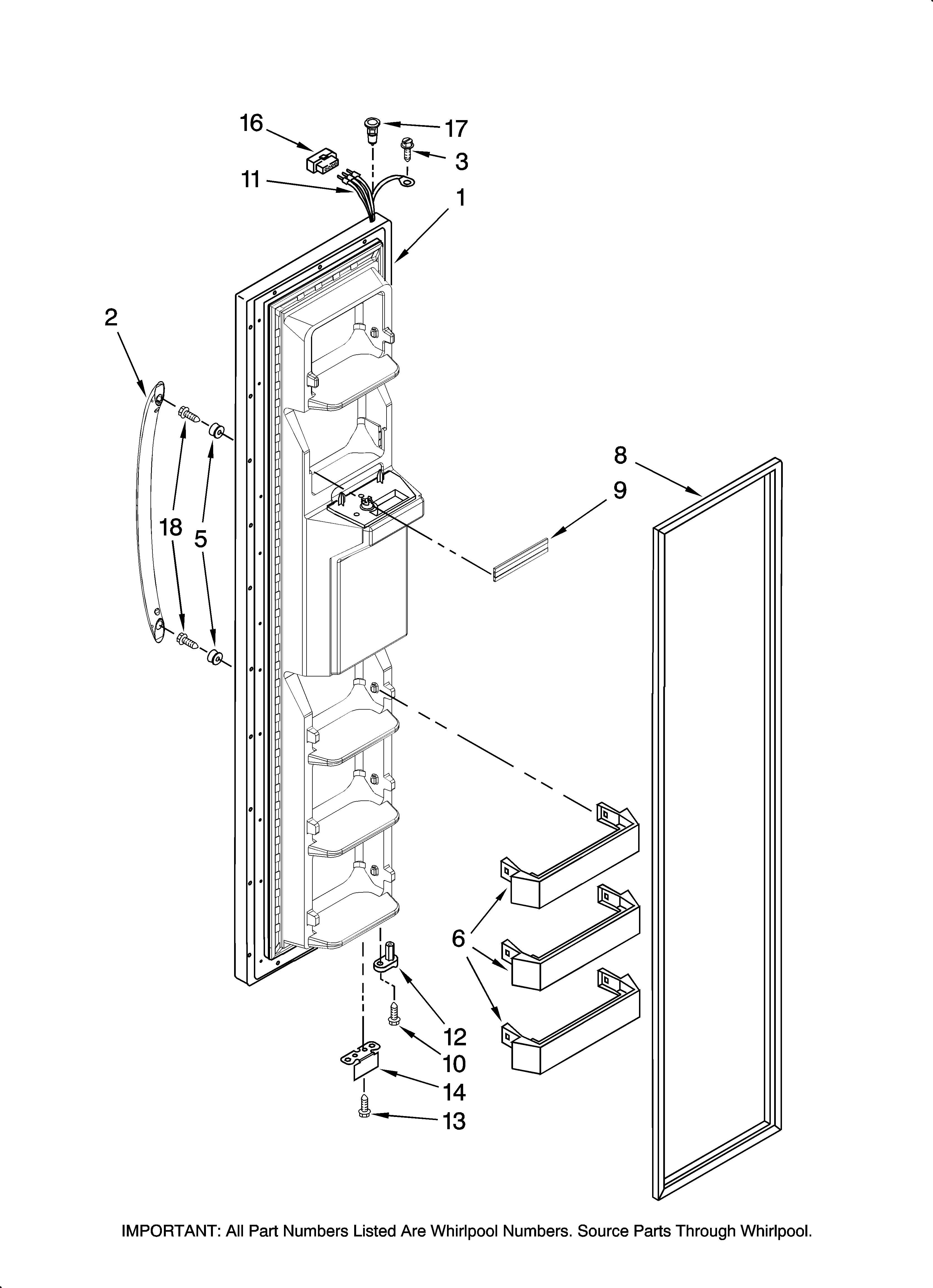 Maytag MSD2669KEA01 freezer door parts diagram