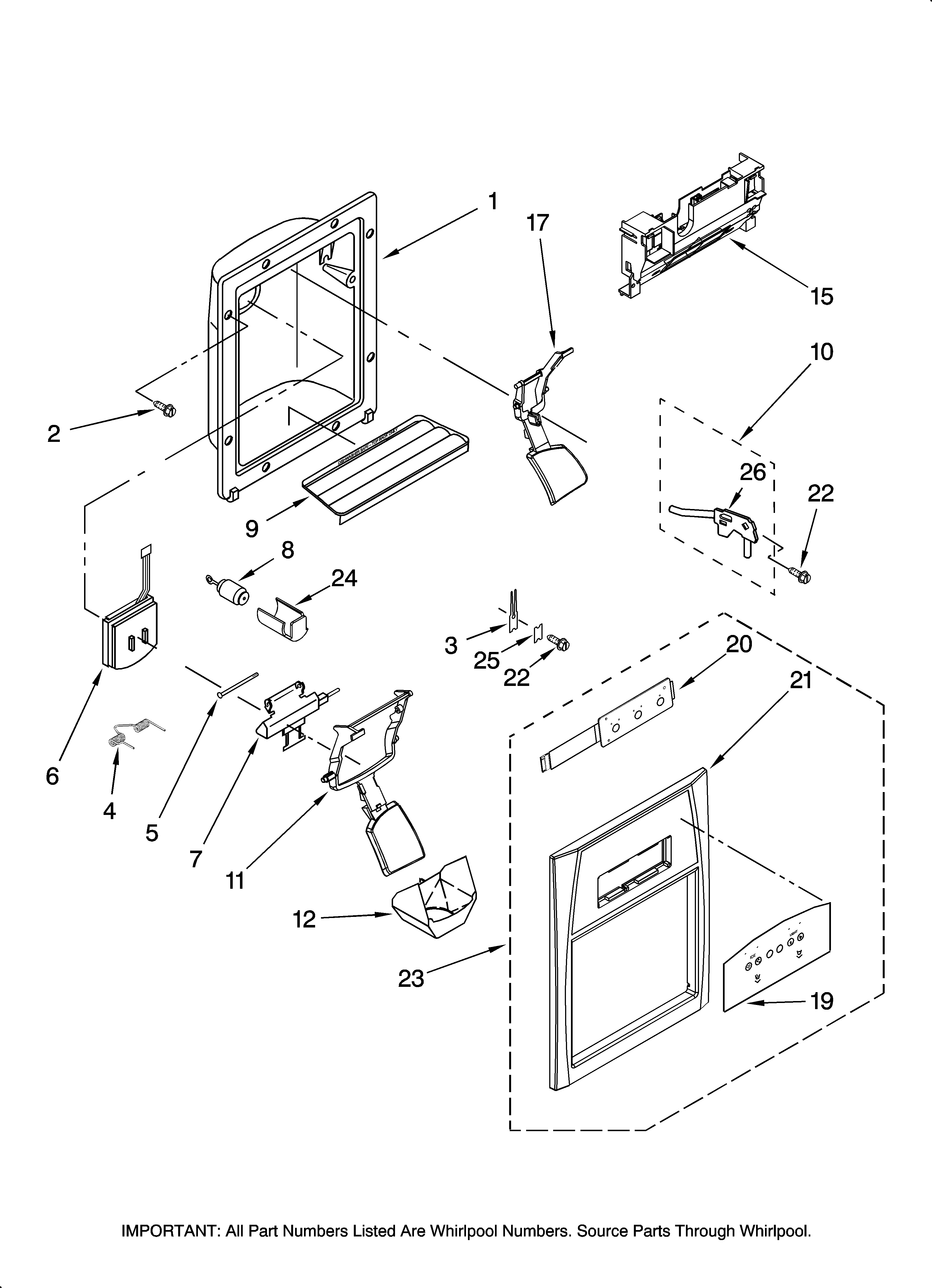 Maytag MSD2669KEA01 dispenser front parts diagram