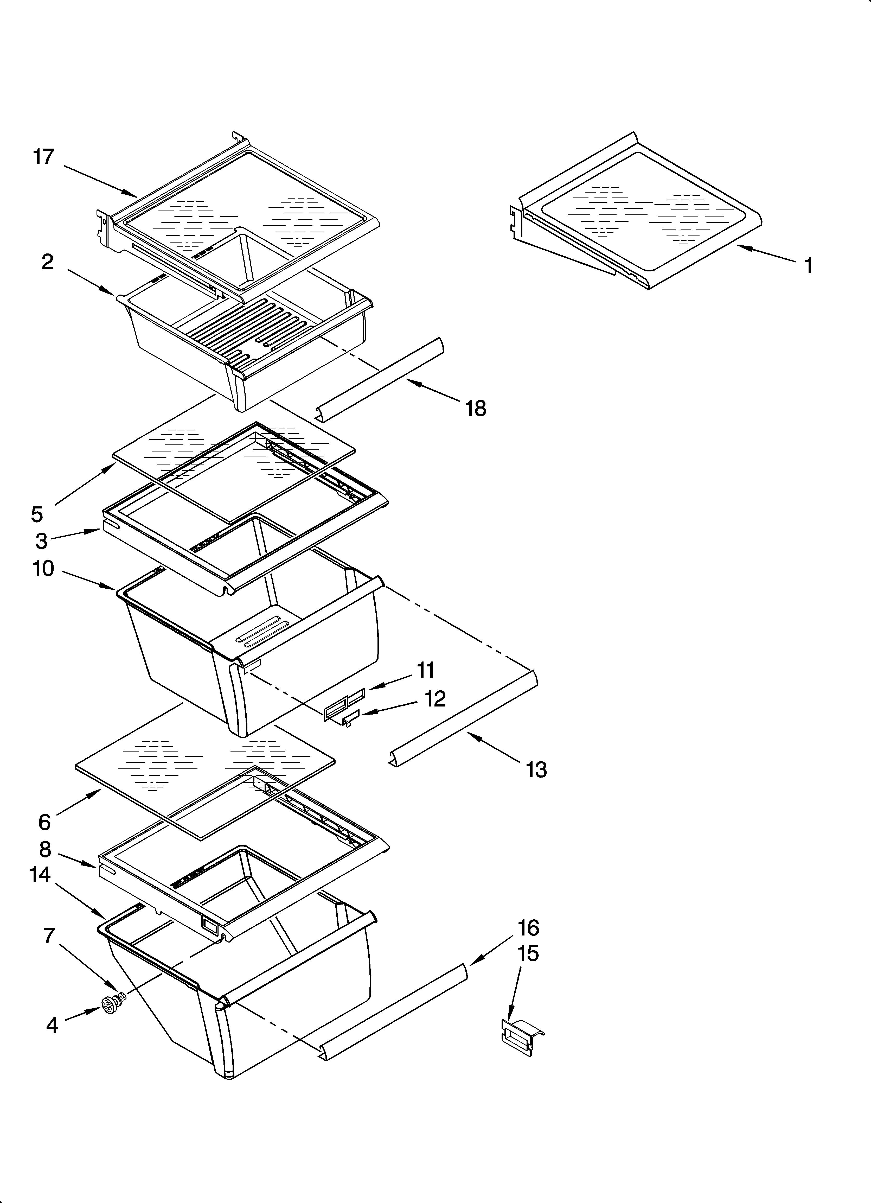 Whirlpool 7GS2FHAXTA00 refrigerator shelf parts diagram