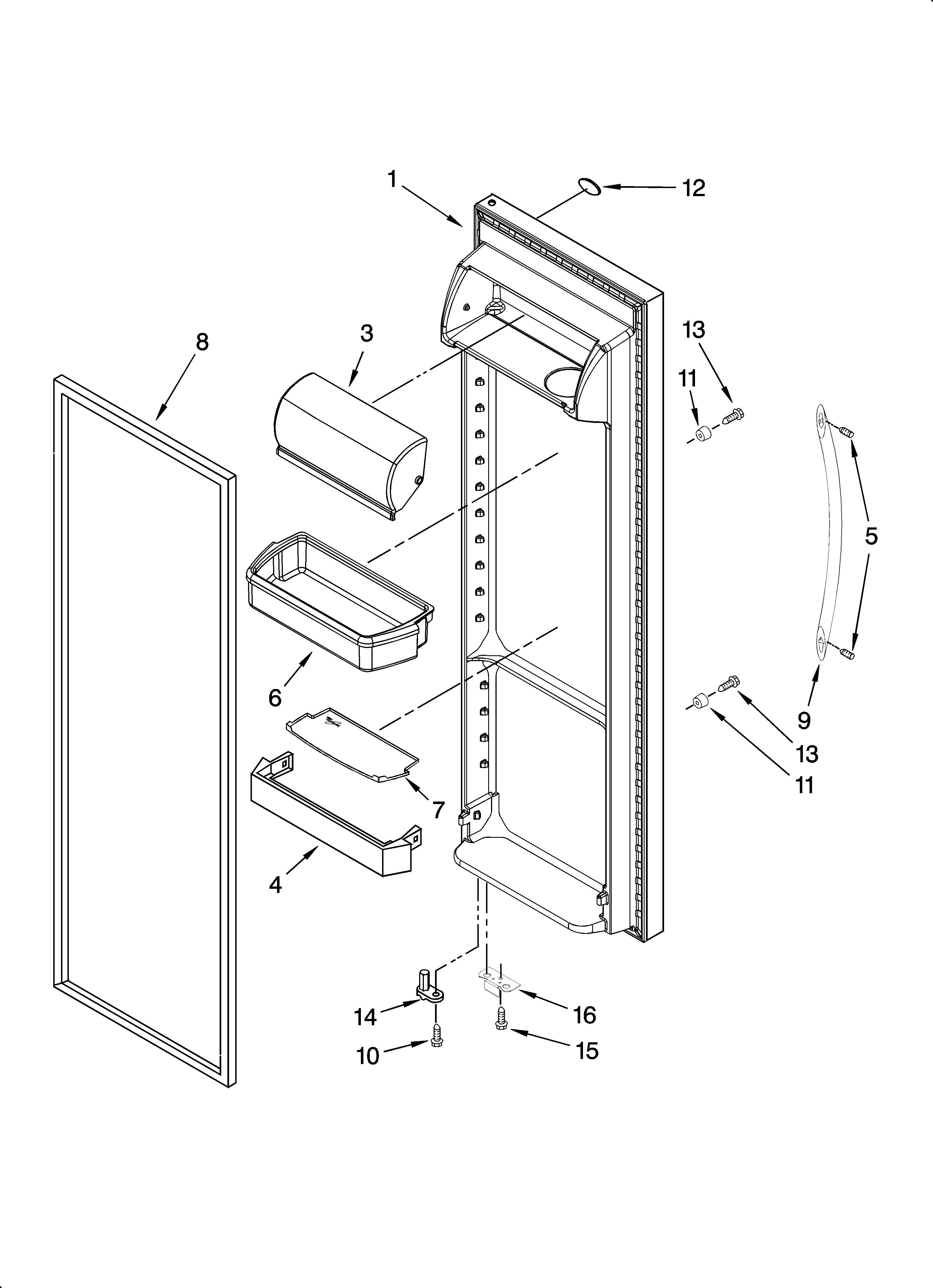 Whirlpool 7GS2FHAXTA00 refrigerator door parts diagram