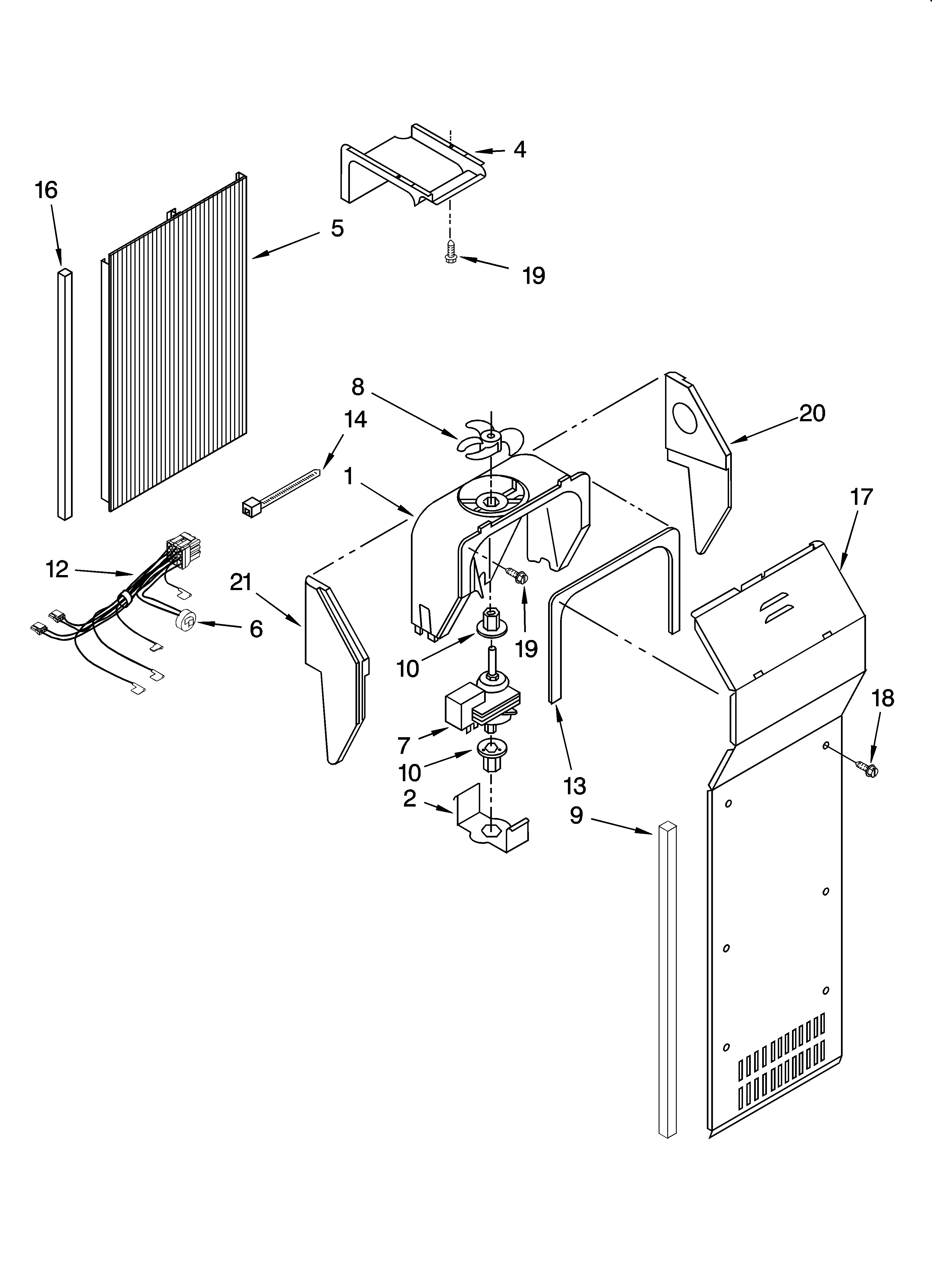 Whirlpool 7GS5FHAXTA00 air flow parts diagram