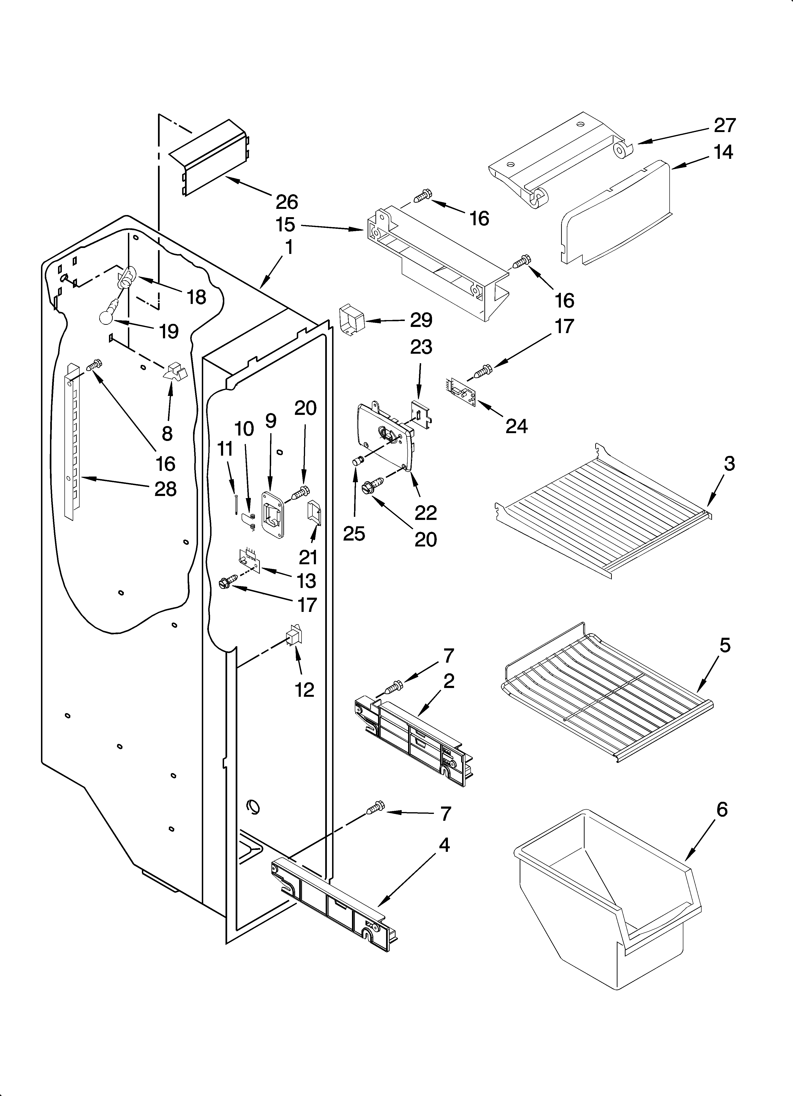Whirlpool ED2FHAXSL04 freezer liner parts diagram