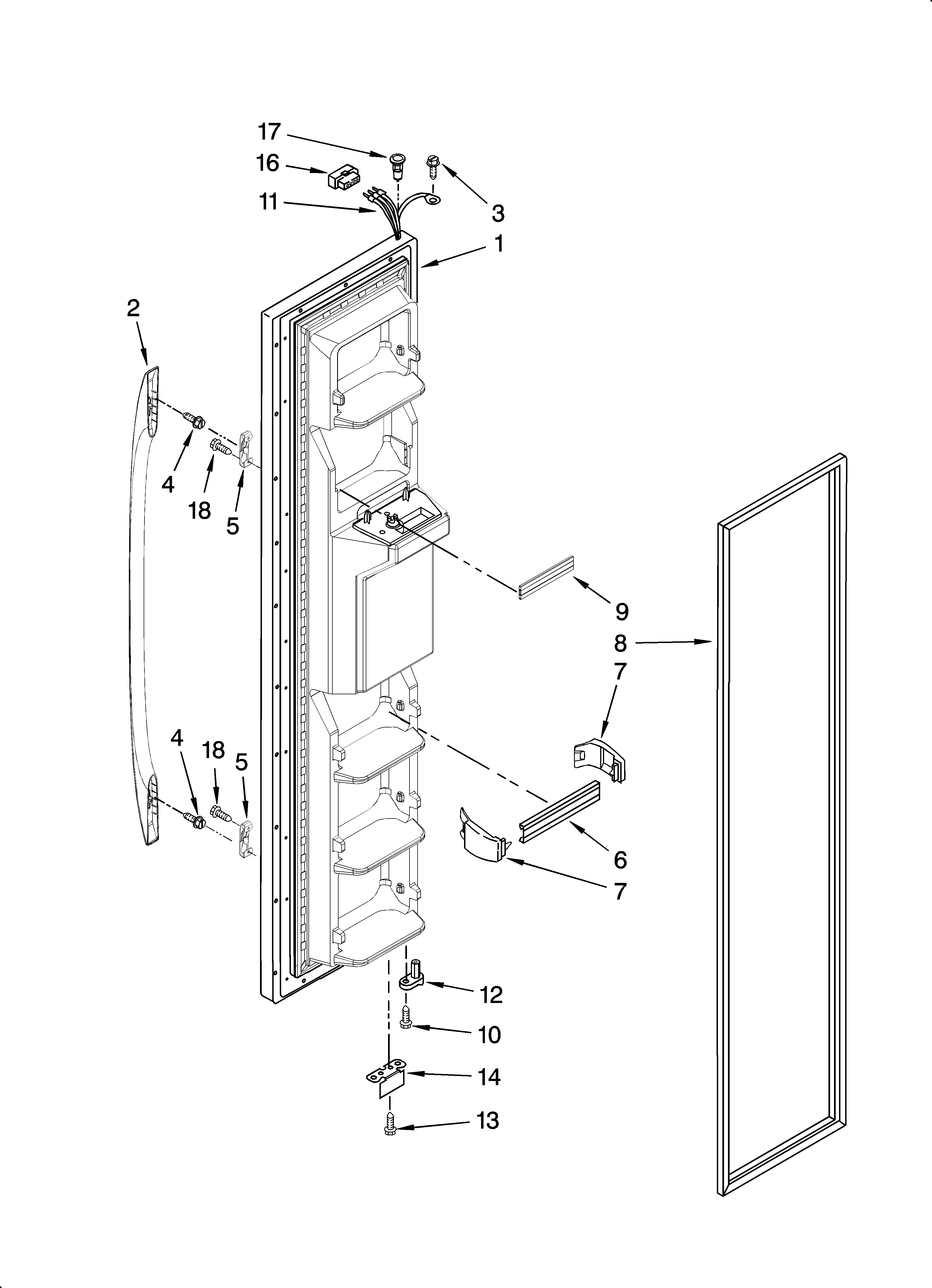 Whirlpool ED2FHAXSL04 freezer door parts diagram