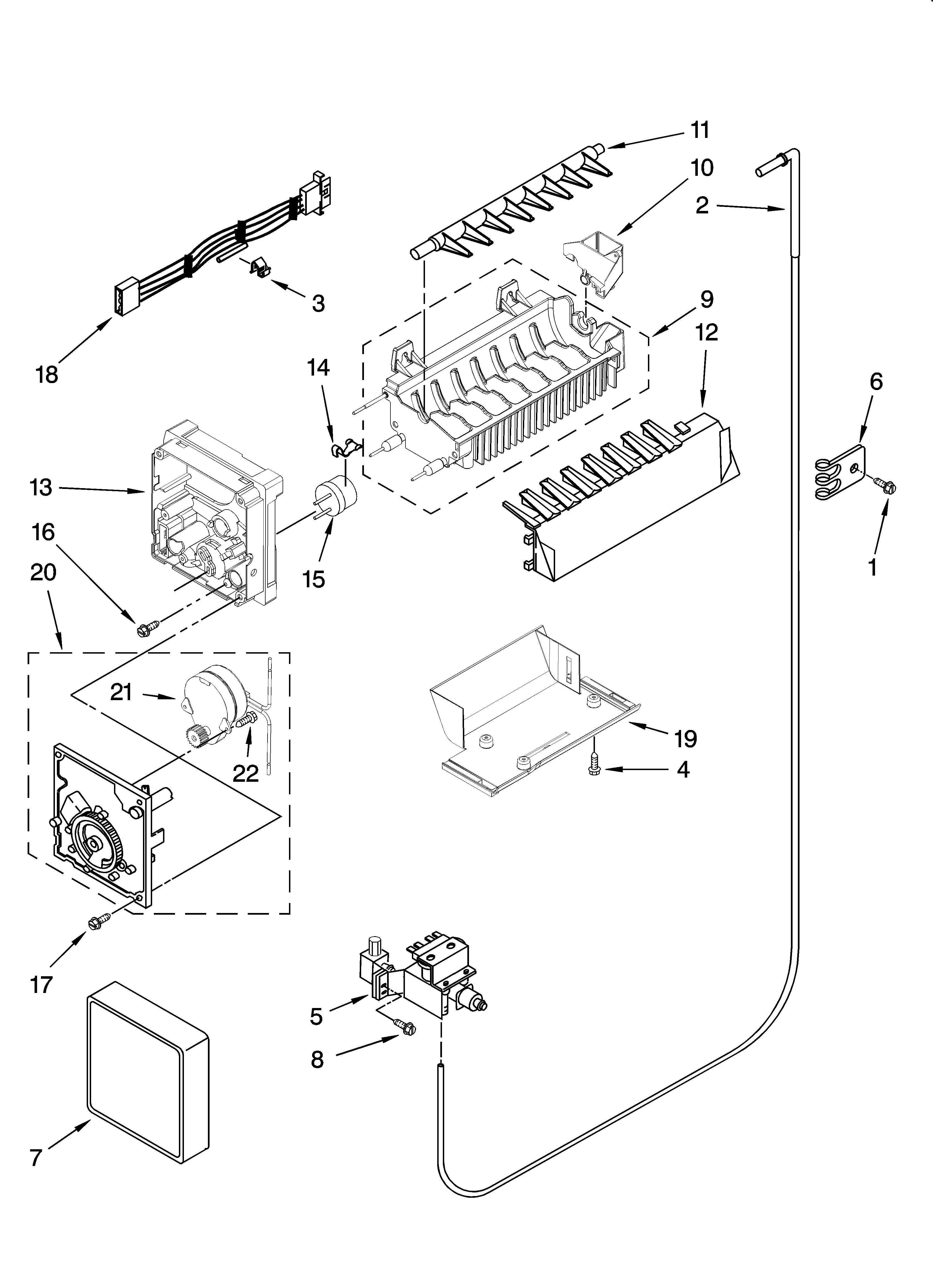 Whirlpool ED2FHAXSL04 icemaker parts diagram