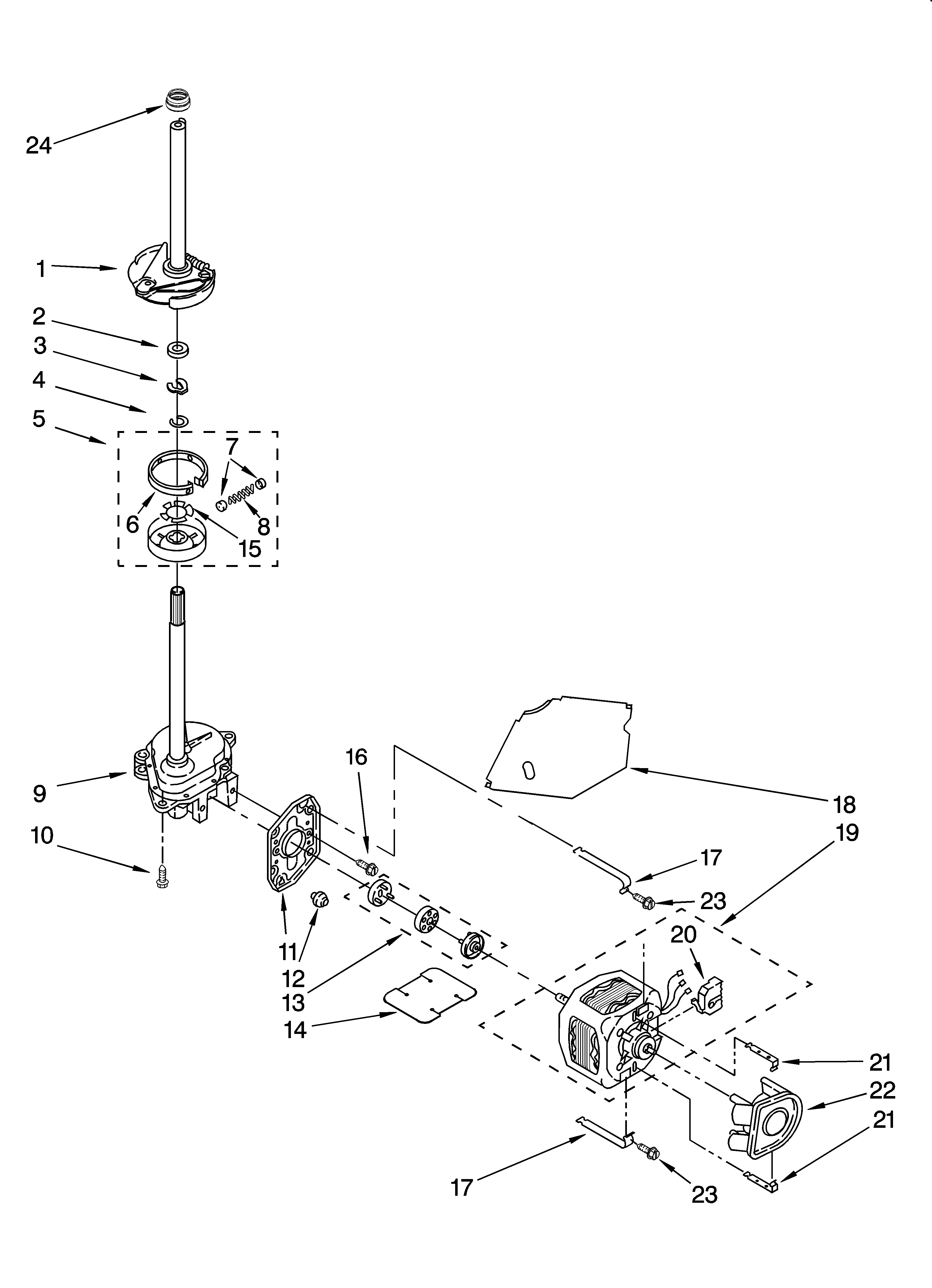 Estate ETW4450TQ0 brake, clutch, gearcase, motor and pump parts diagram