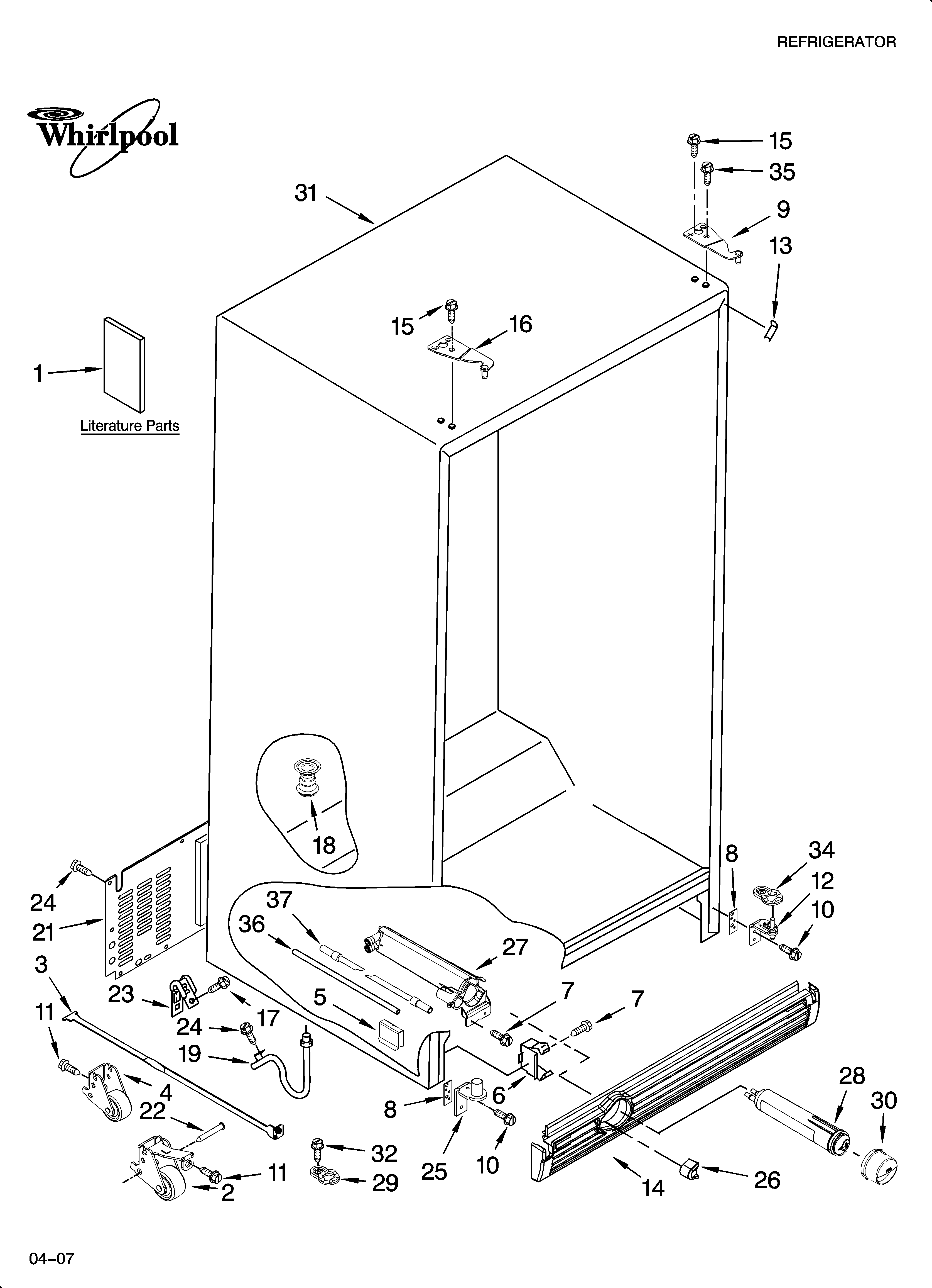 Whirlpool GC3SHEXNS16 cabinet parts diagram