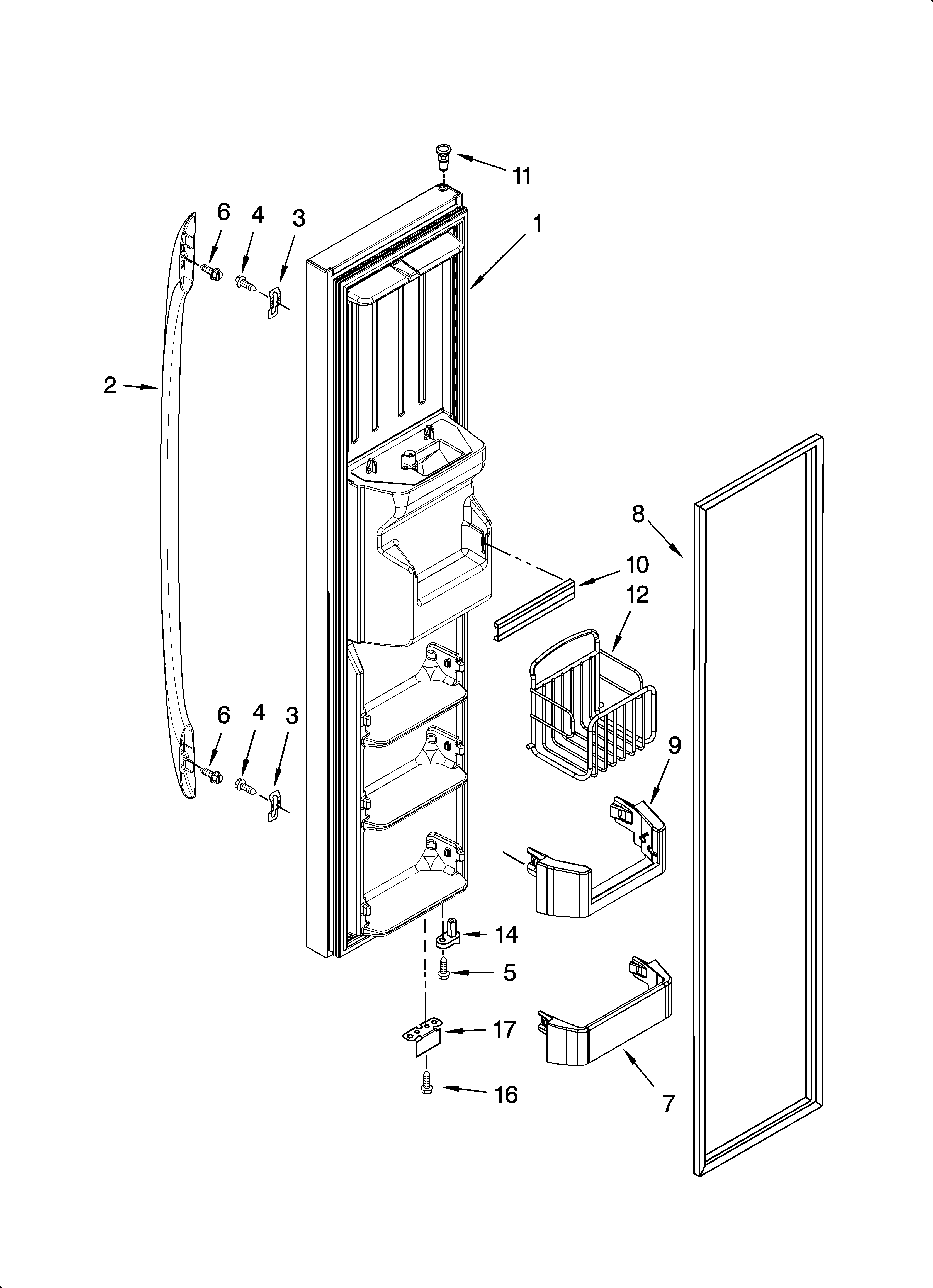 Whirlpool GC3SHEXNS16 freezer door parts diagram