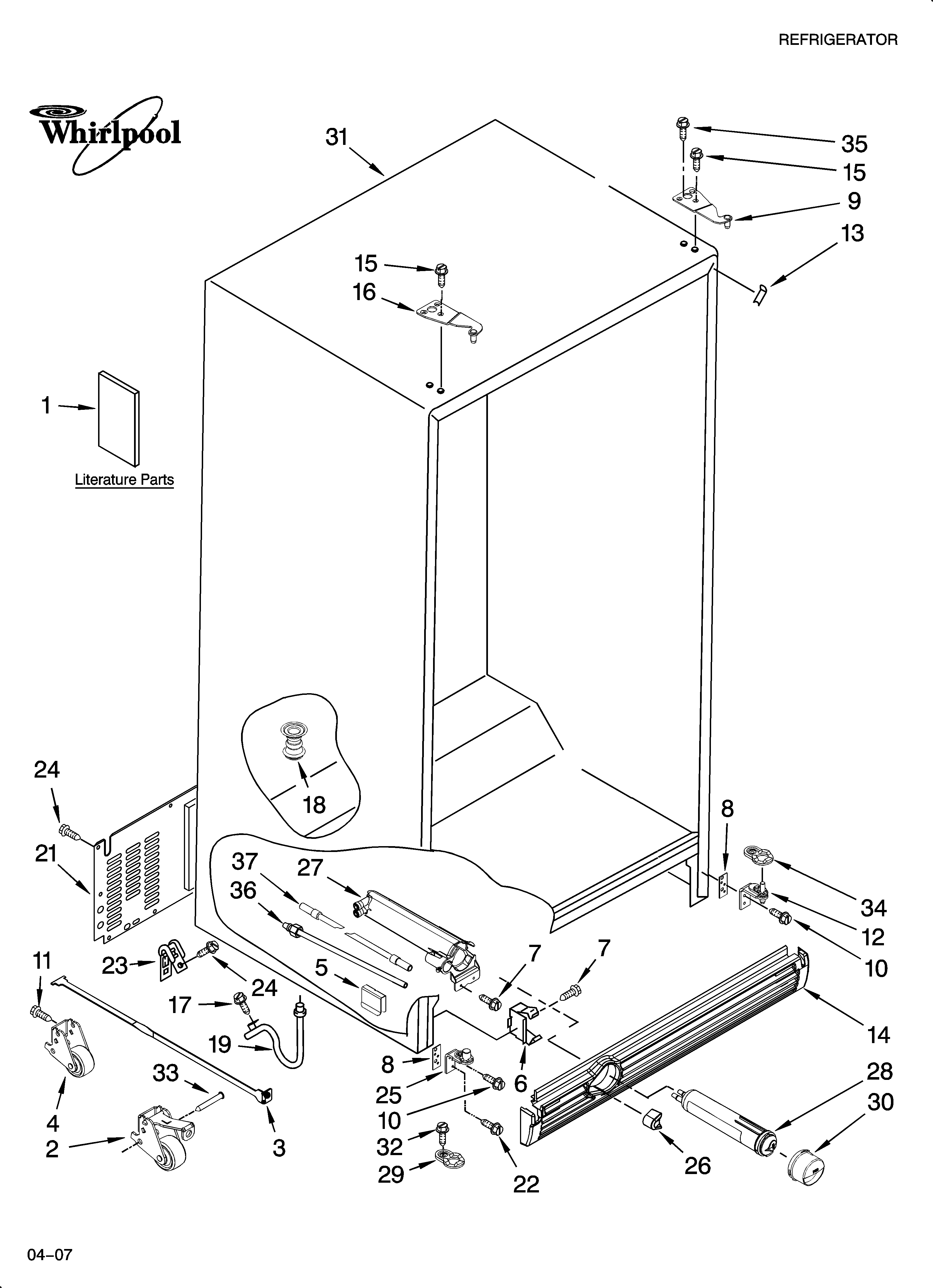 Whirlpool GC5NHAXSB02 cabinet parts diagram