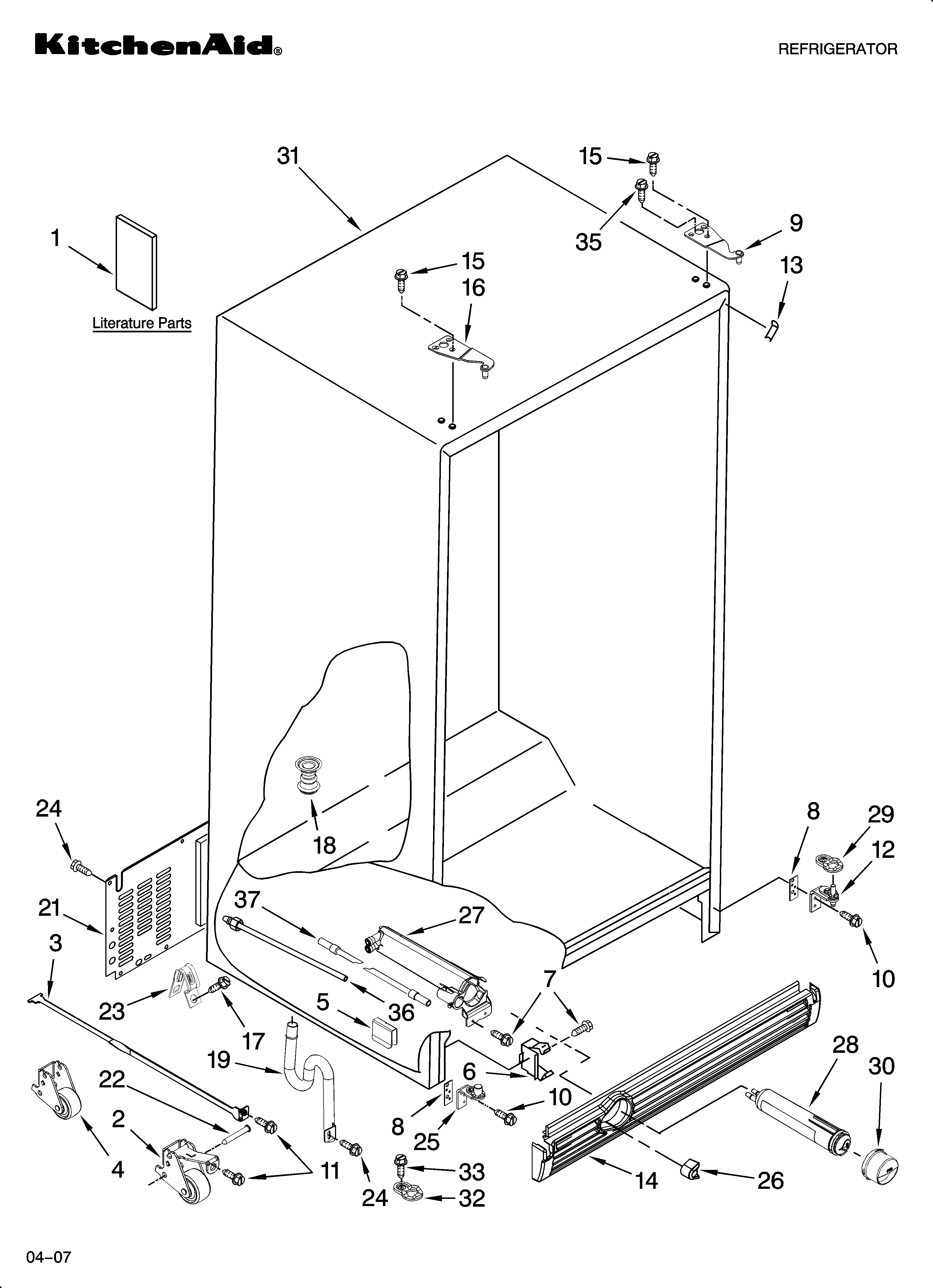 KitchenAid KSCS25INMS03 cabinet parts diagram