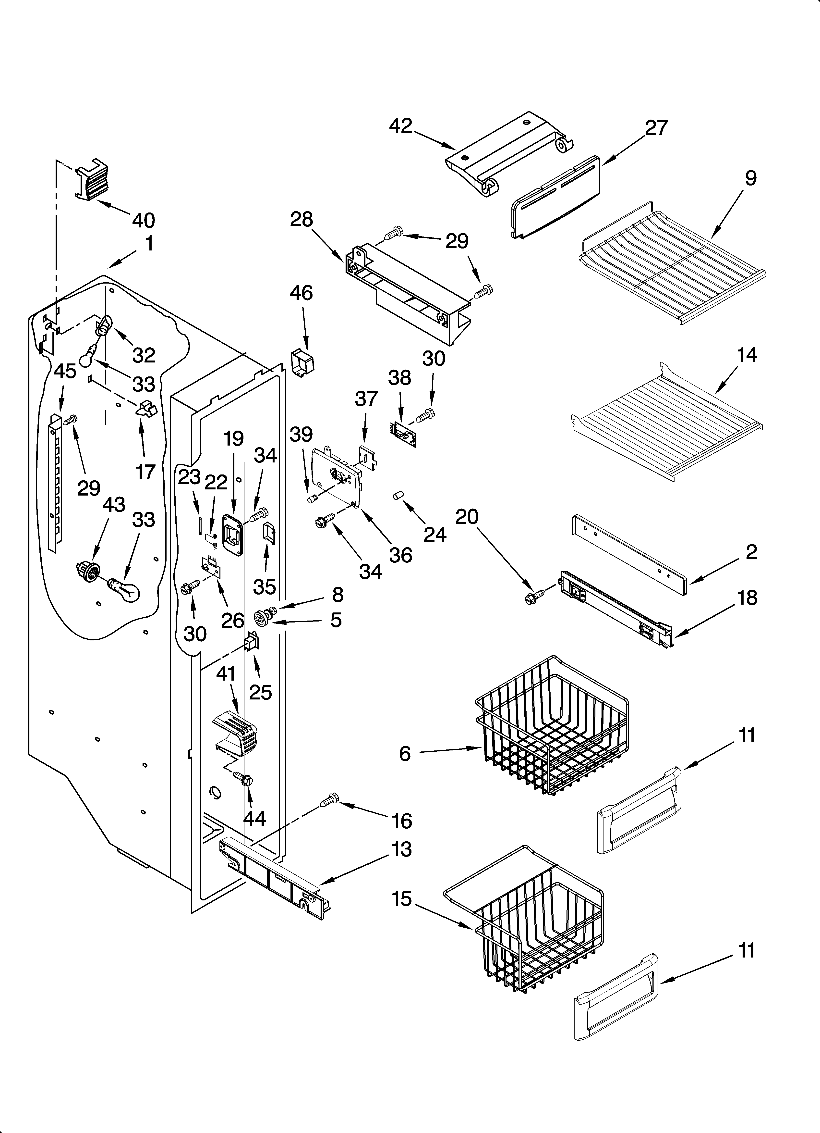 KitchenAid KSCS25INMS03 freezer liner parts diagram