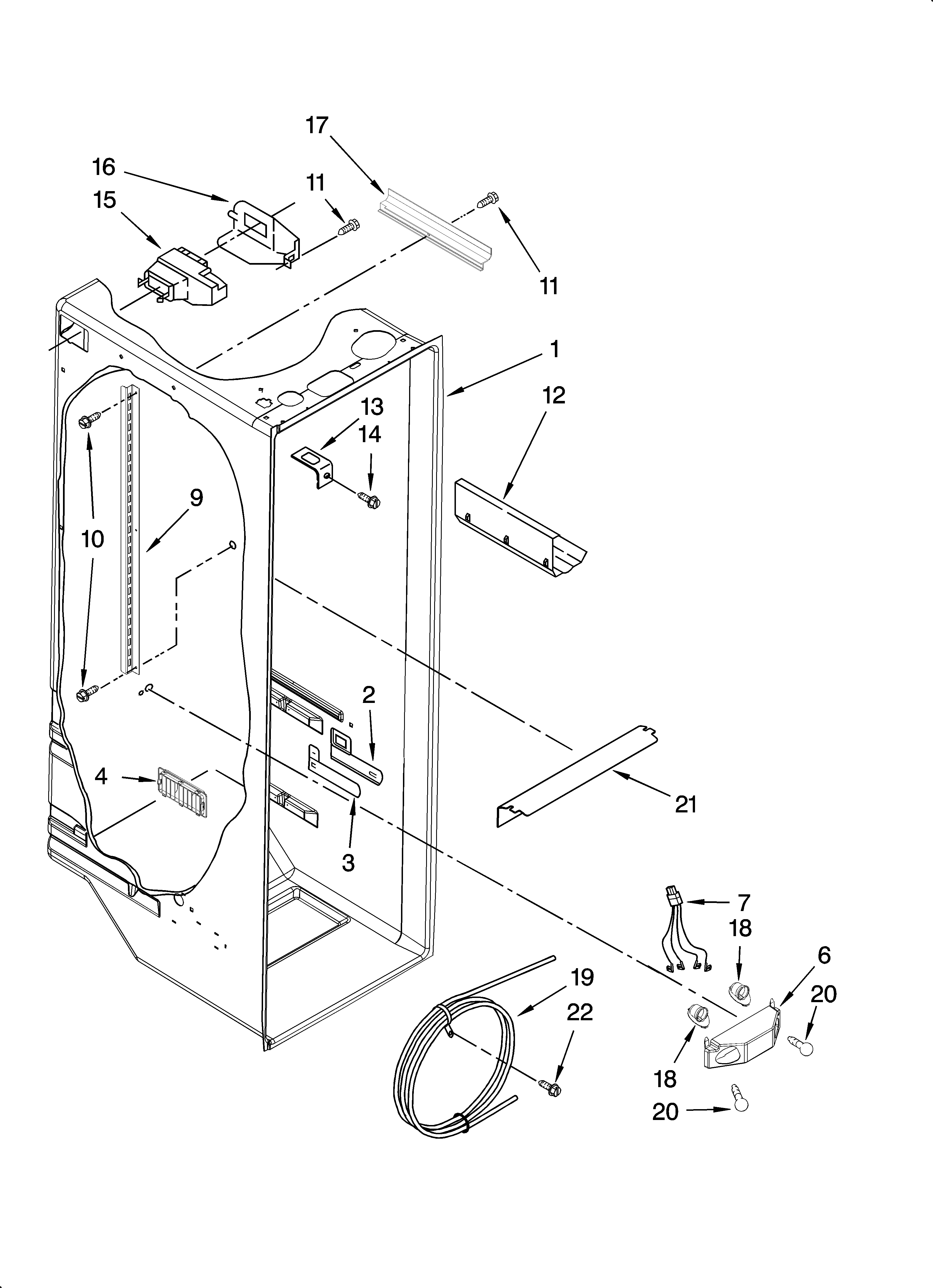KitchenAid KSRG22FTST01 refrigerator liner parts diagram