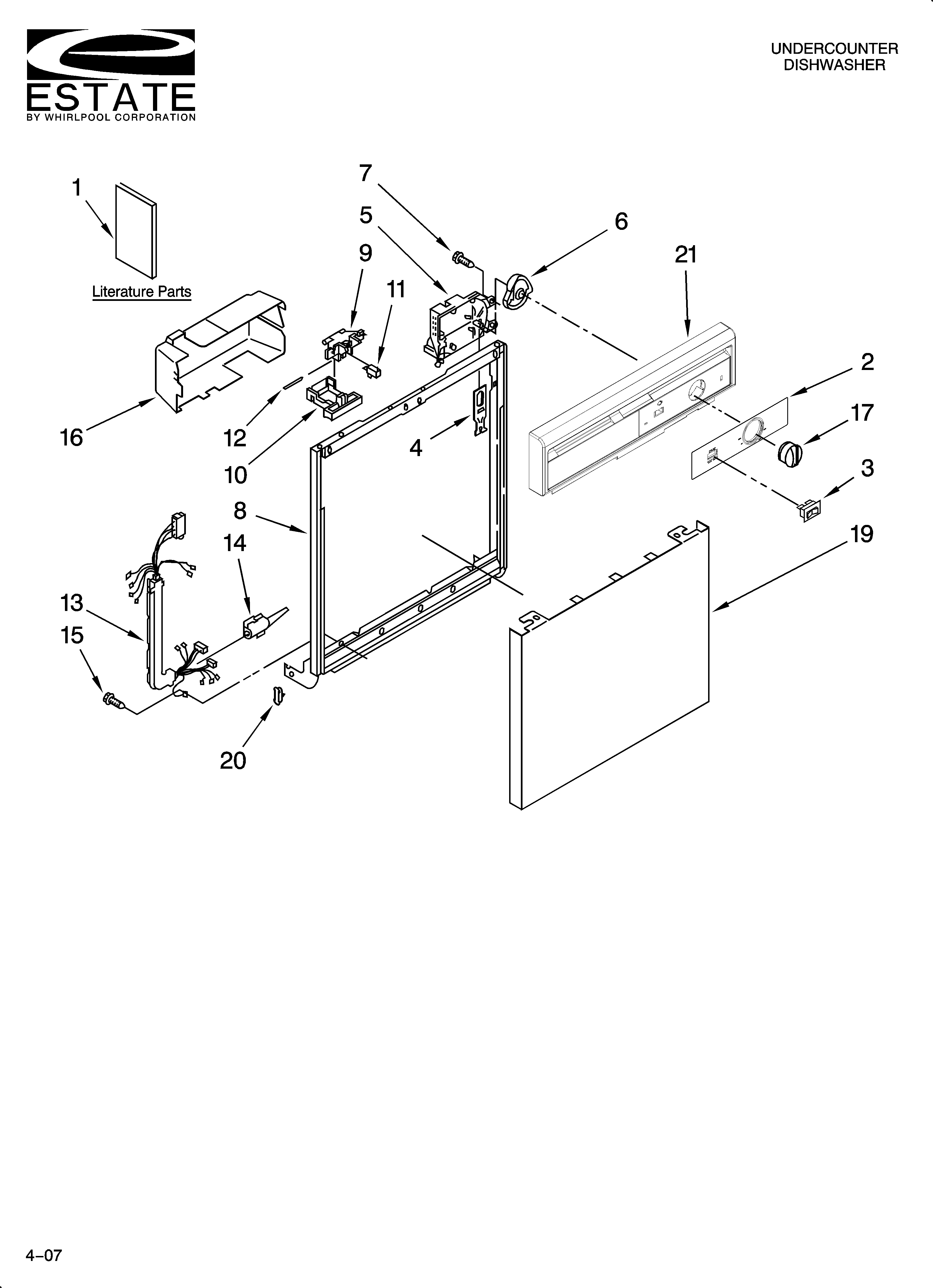 Estate TUD4700SQ1 frame and console parts diagram