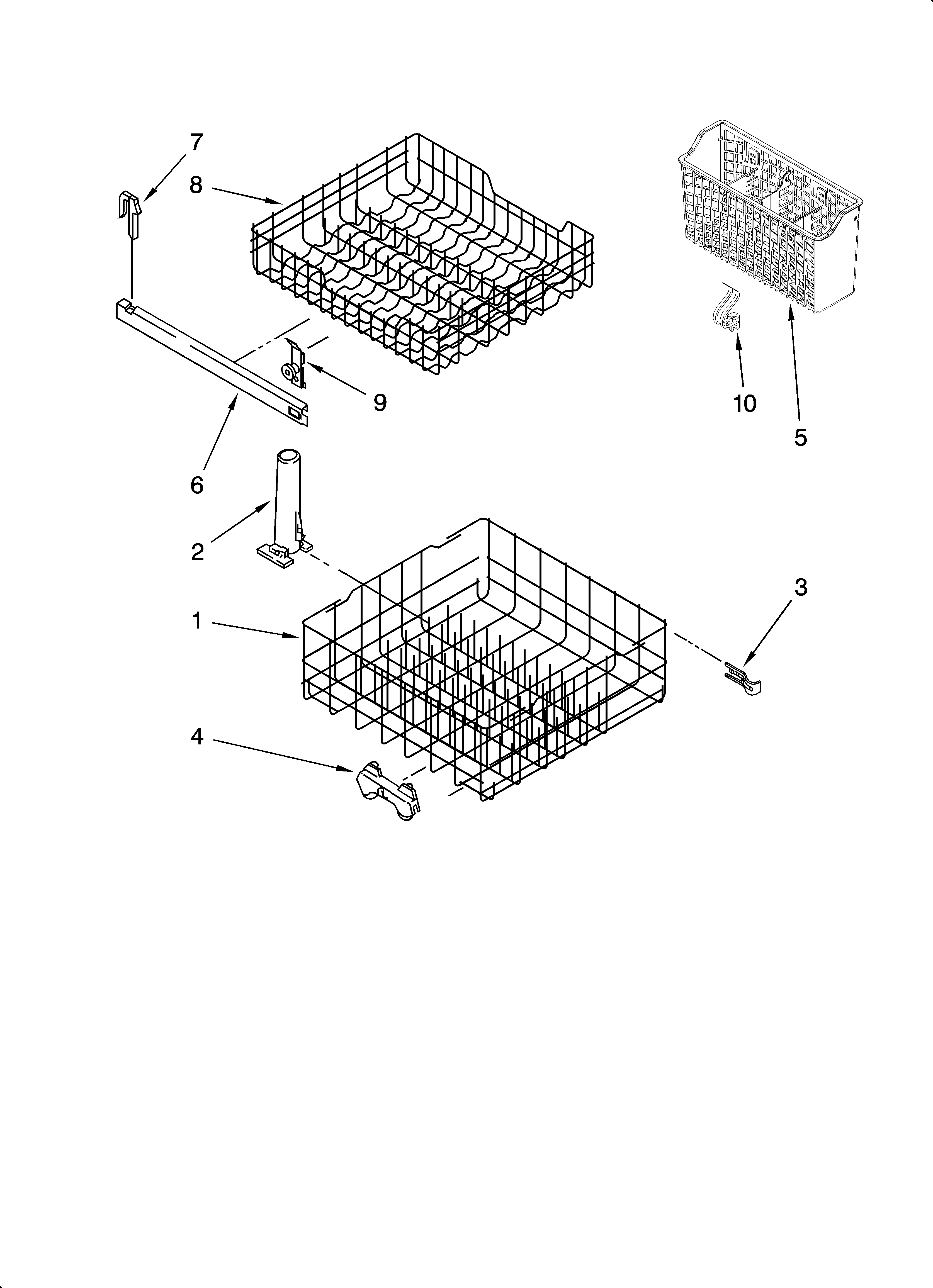 Estate TUD4700SQ1 dishrack parts, optional parts (not included) diagram