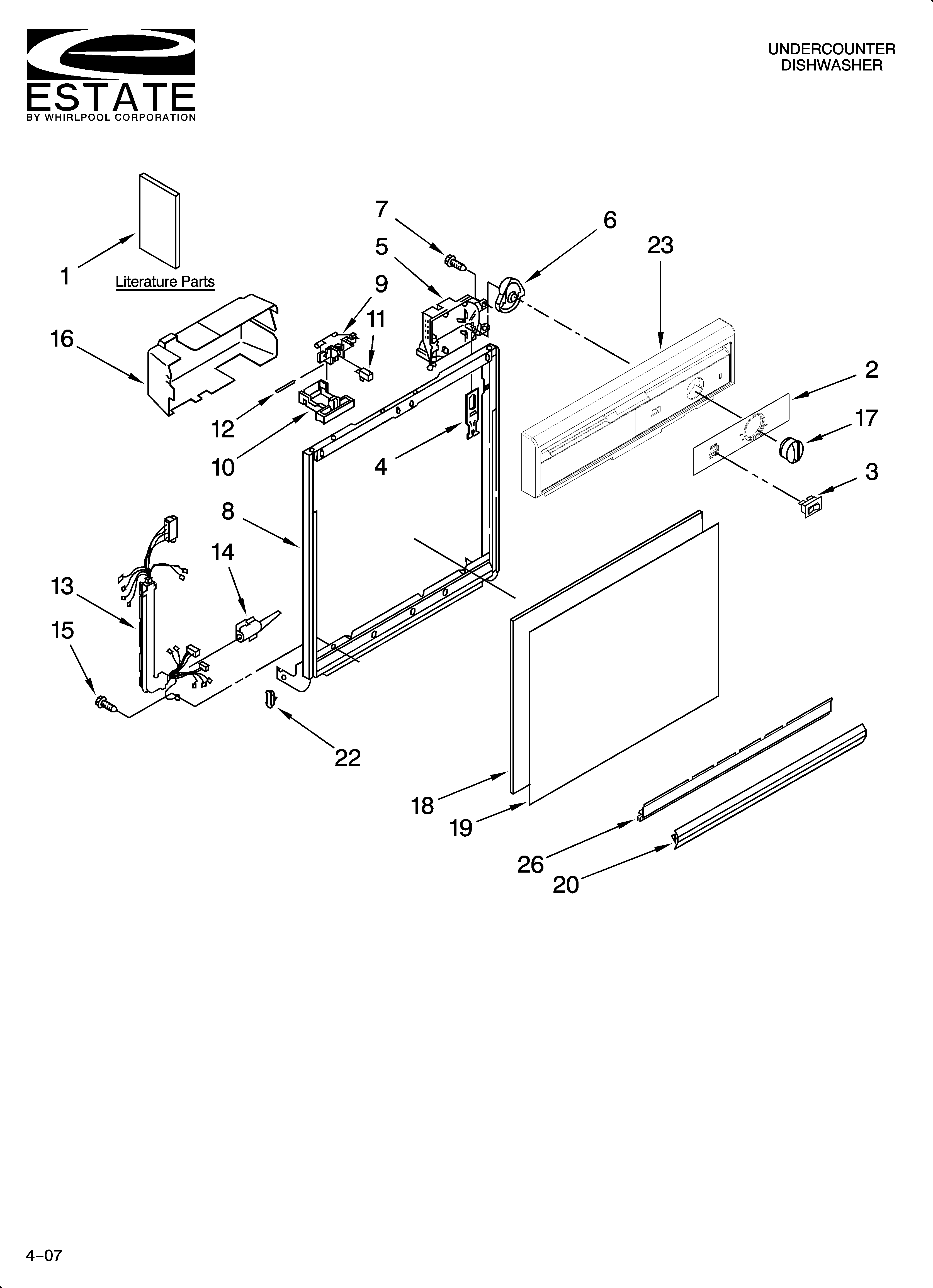 Estate TUD4700SU1 frame and console parts diagram