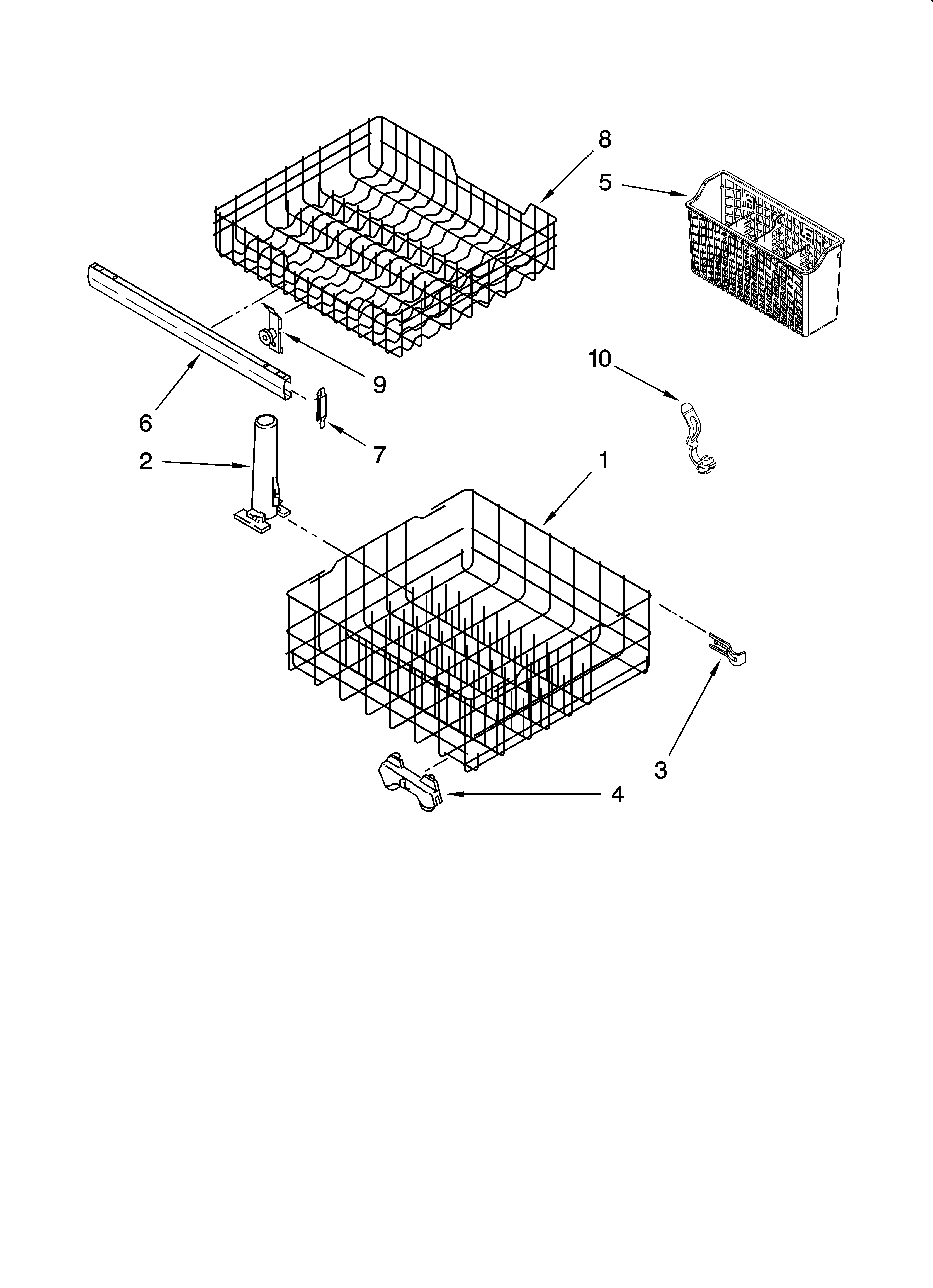 Estate TUD4700SU1 dishrack parts, optional parts (not included) diagram