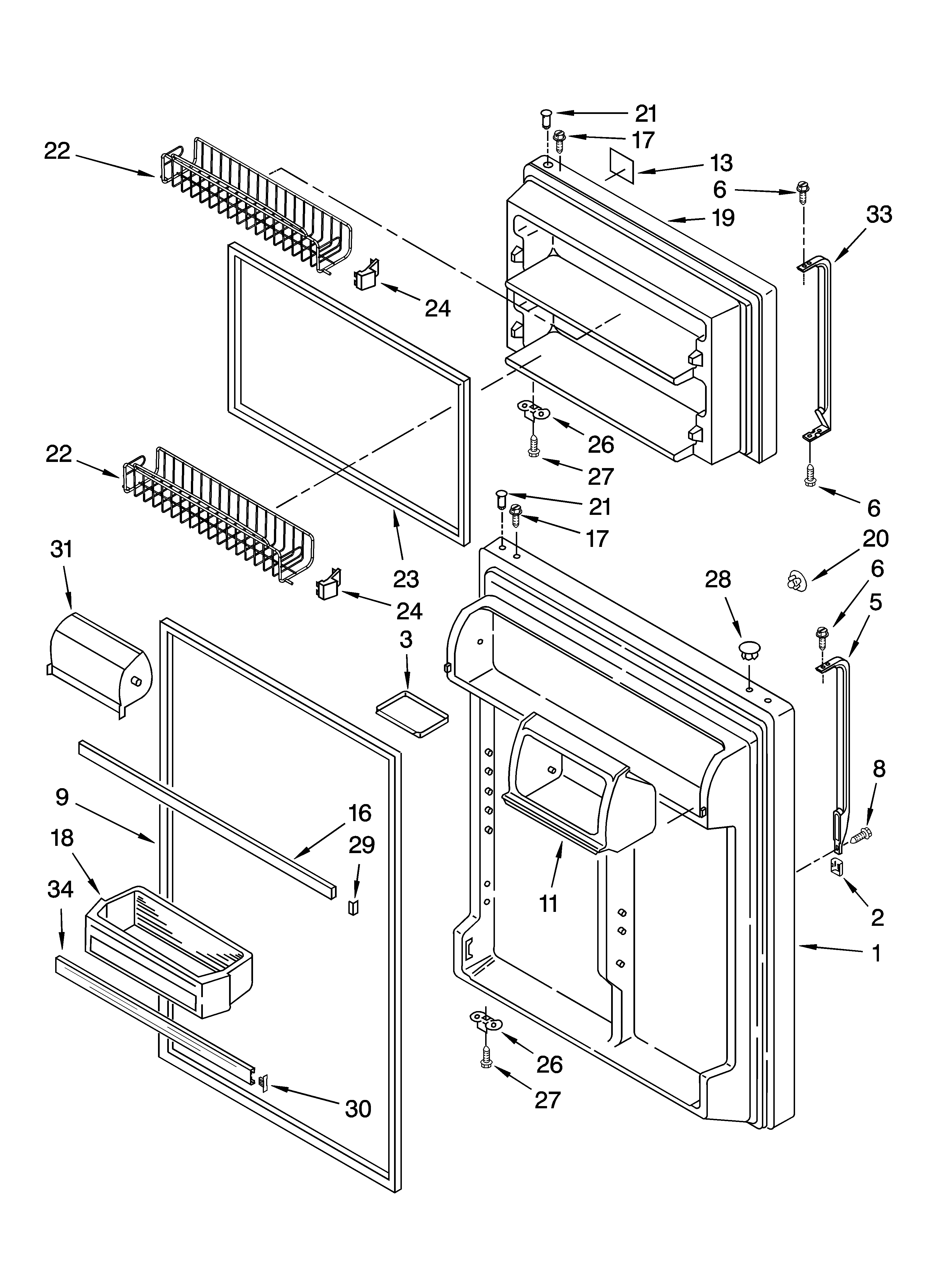 Whirlpool 8GT9FTKXST01 door parts diagram