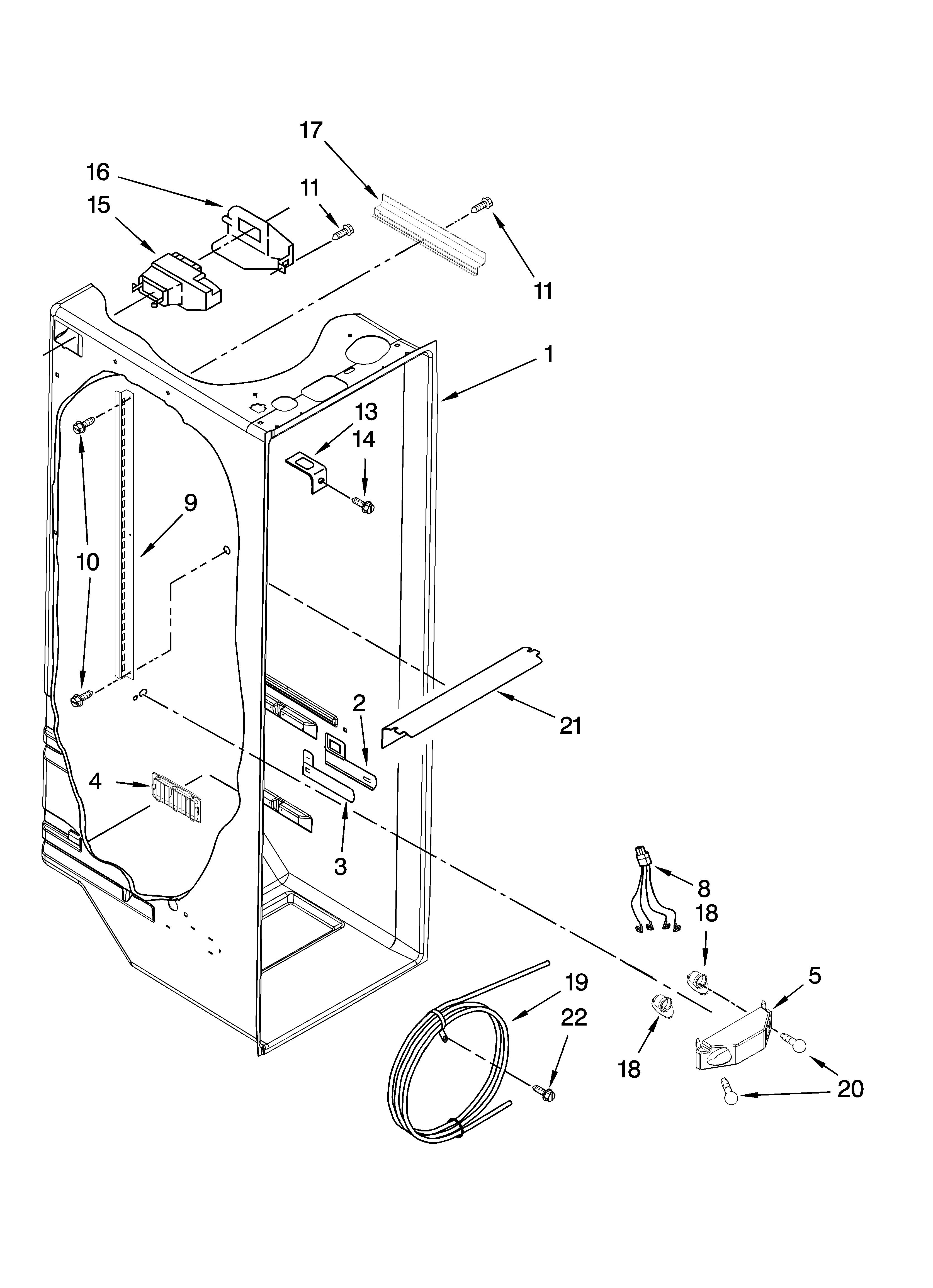 Whirlpool ES5LHAXSA02 refrigerator liner parts diagram