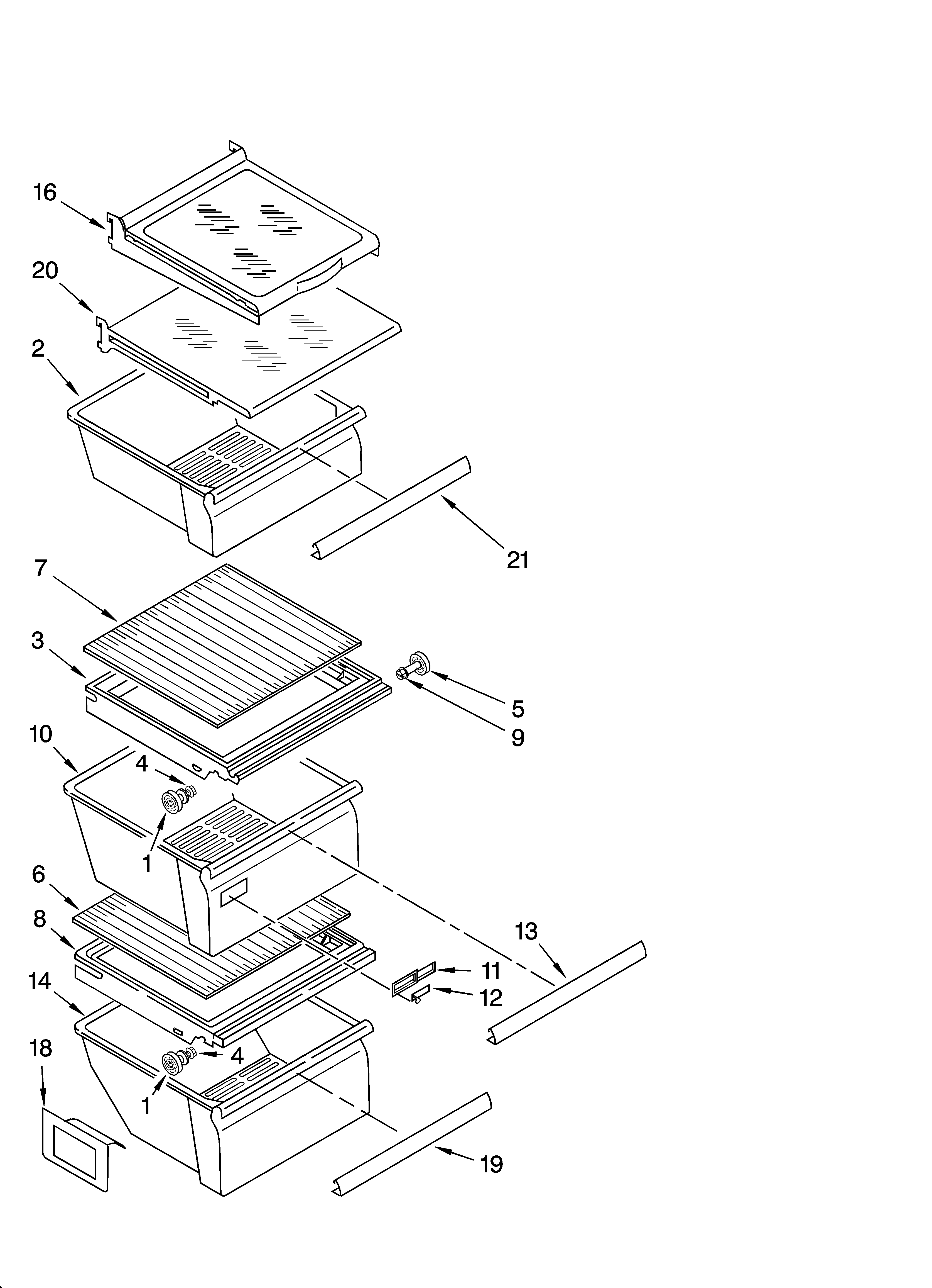 Whirlpool ES5LHAXSA02 refrigerator shelf parts diagram
