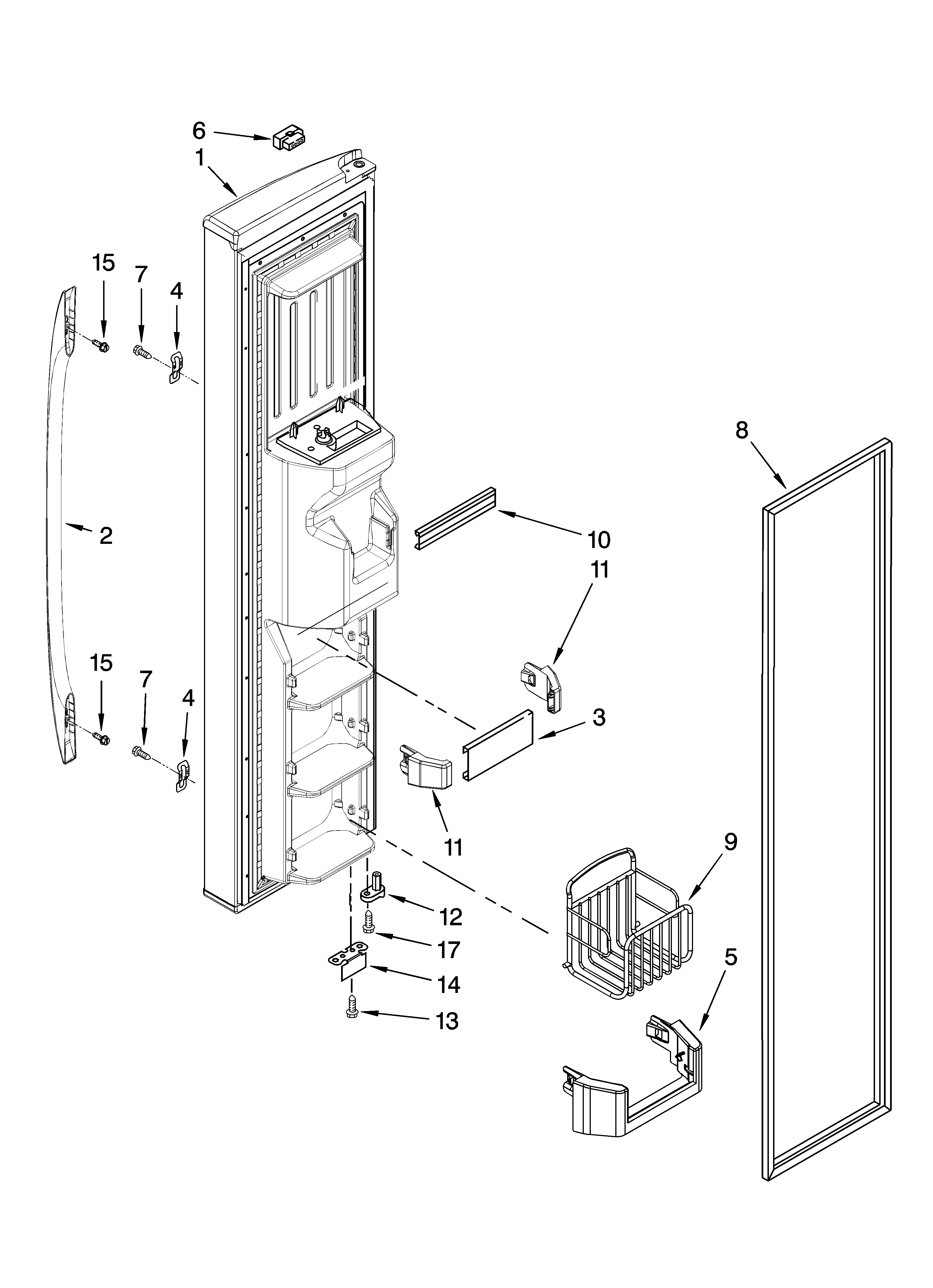 Whirlpool ES5LHAXSA02 freezer door parts diagram