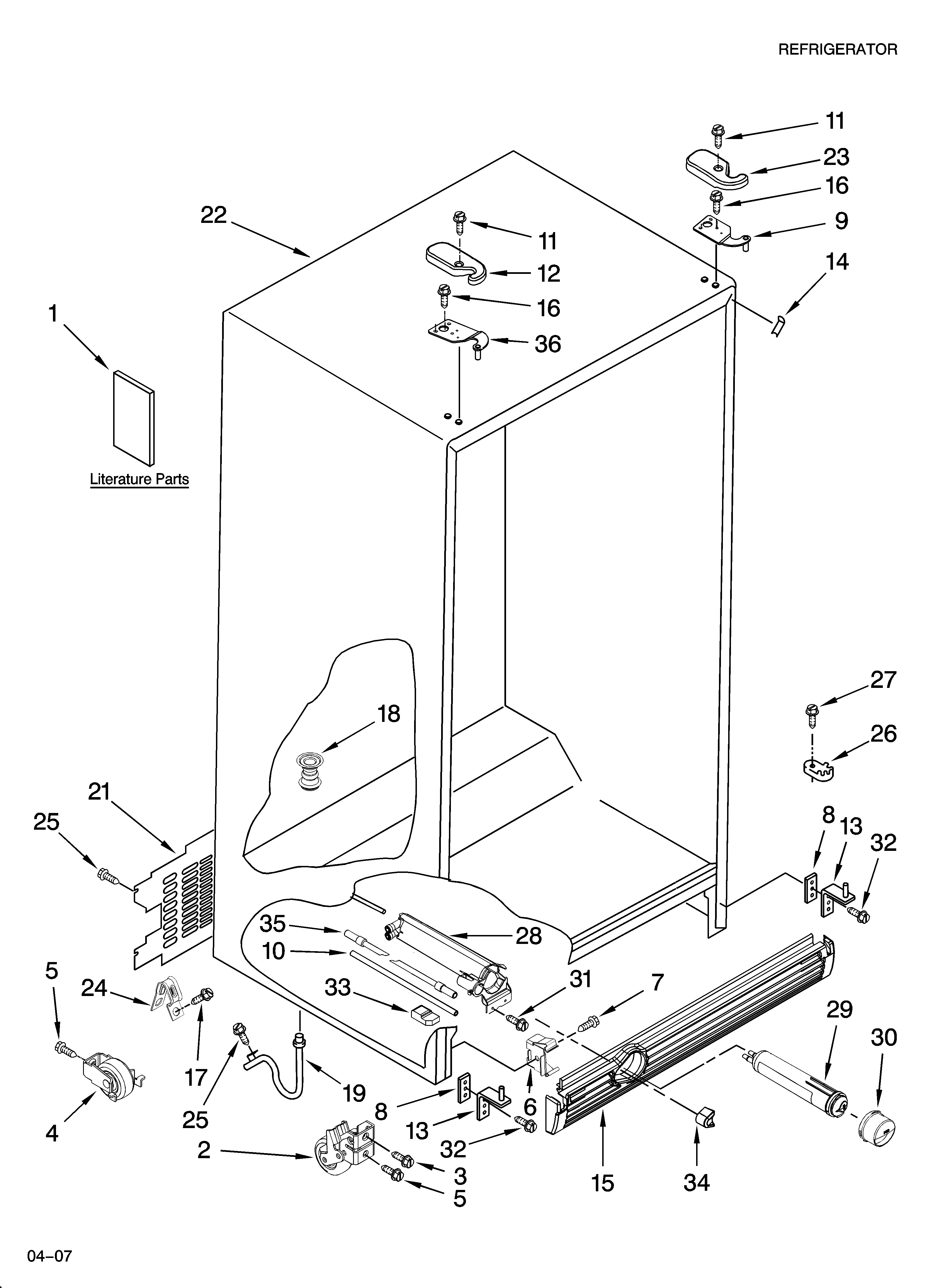 Whirlpool GS5SHAXTL01 cabinet parts diagram