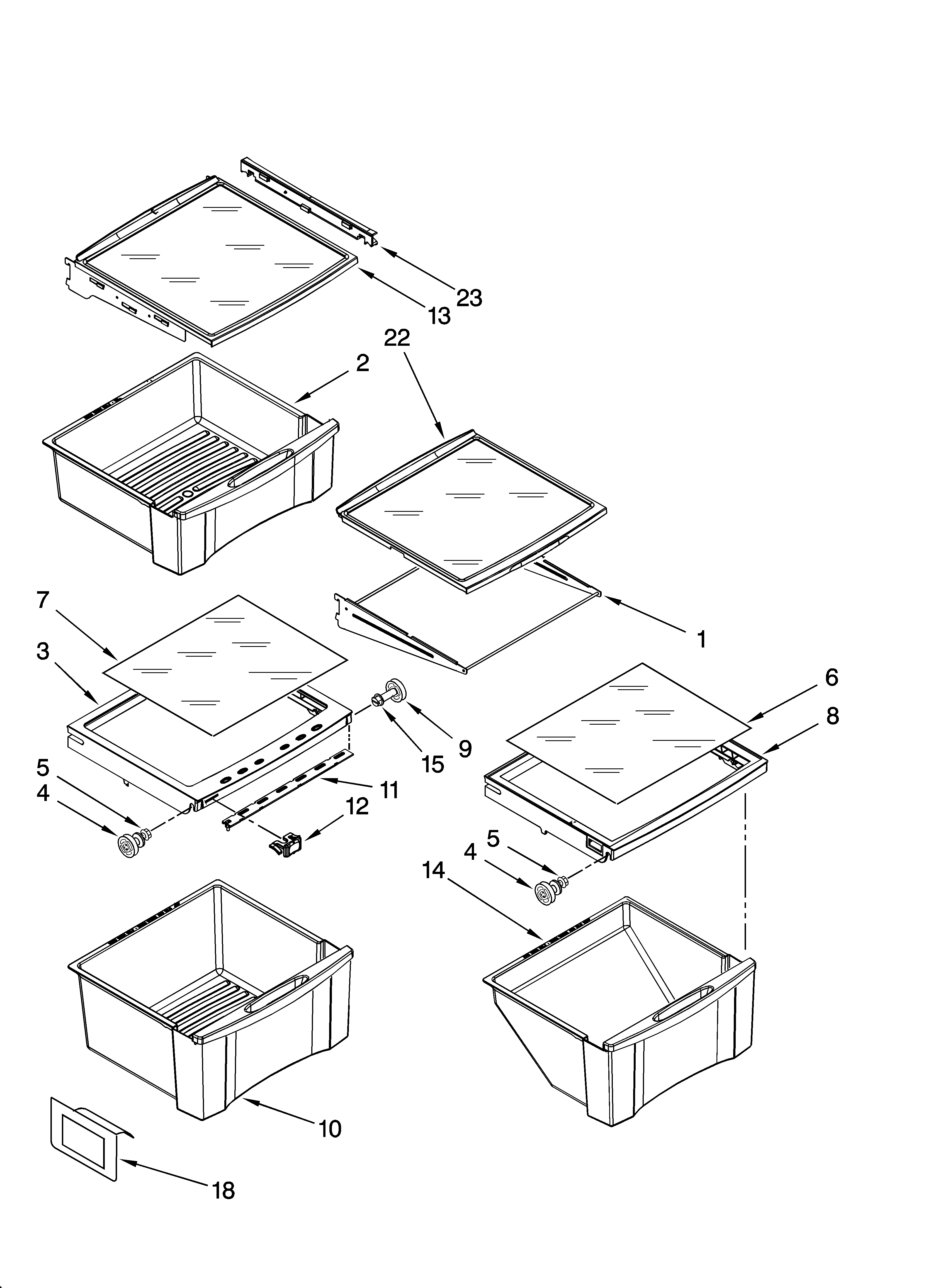 Whirlpool GS5SHAXTL01 refrigerator shelf parts diagram