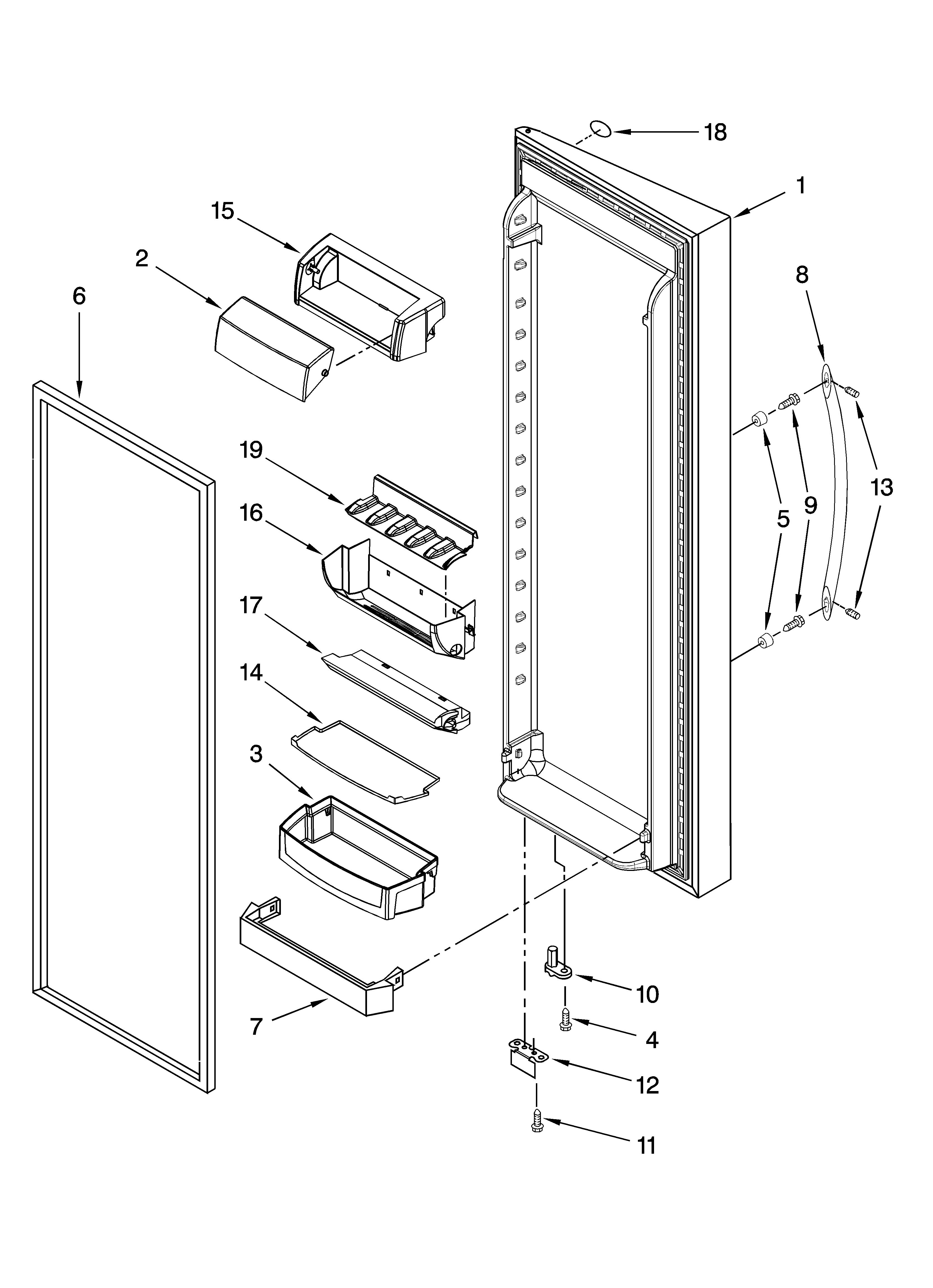 Whirlpool GS5SHAXTL01 refrigerator door parts diagram