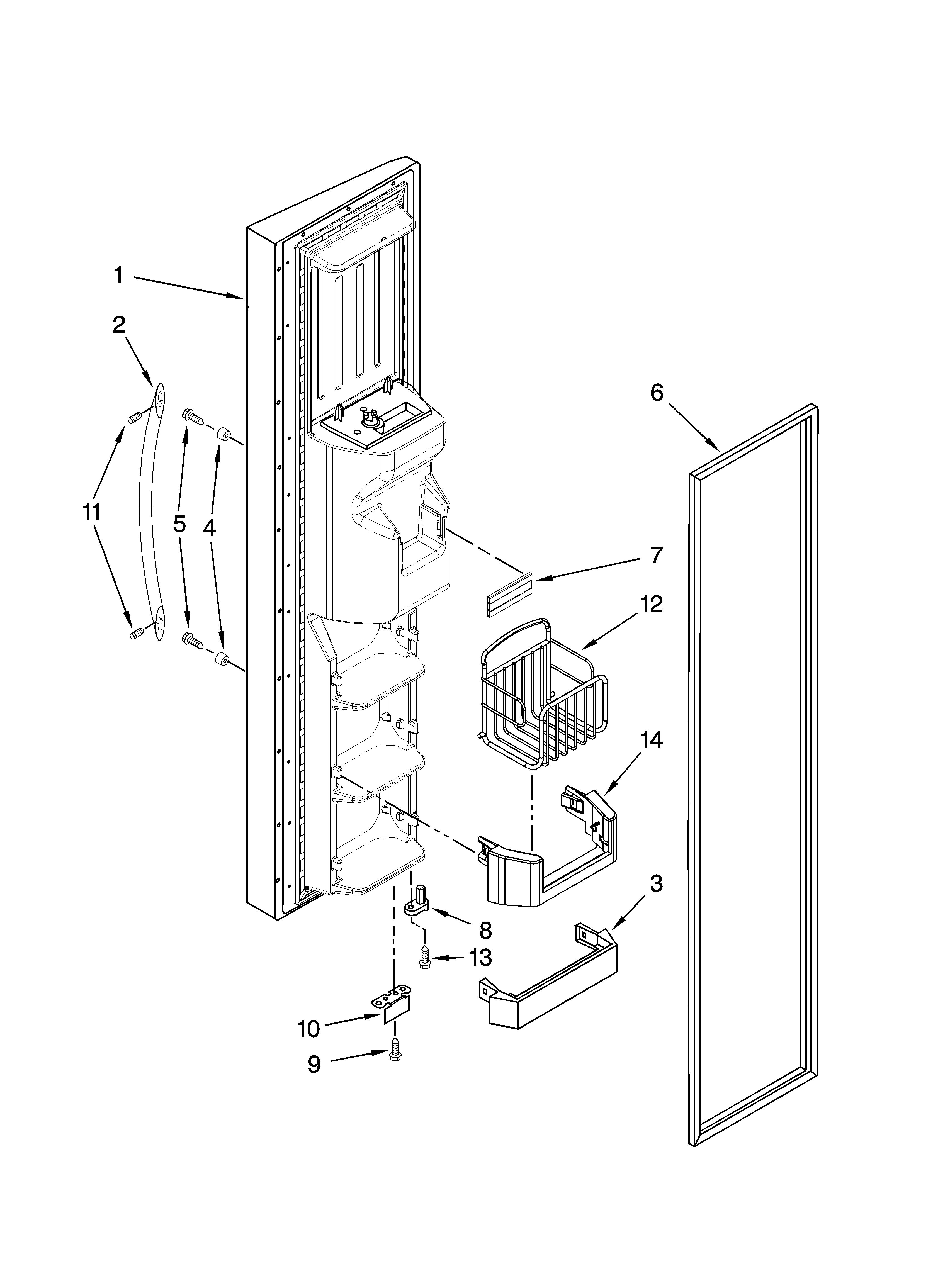 Whirlpool GS5SHAXTL01 freezer door parts diagram