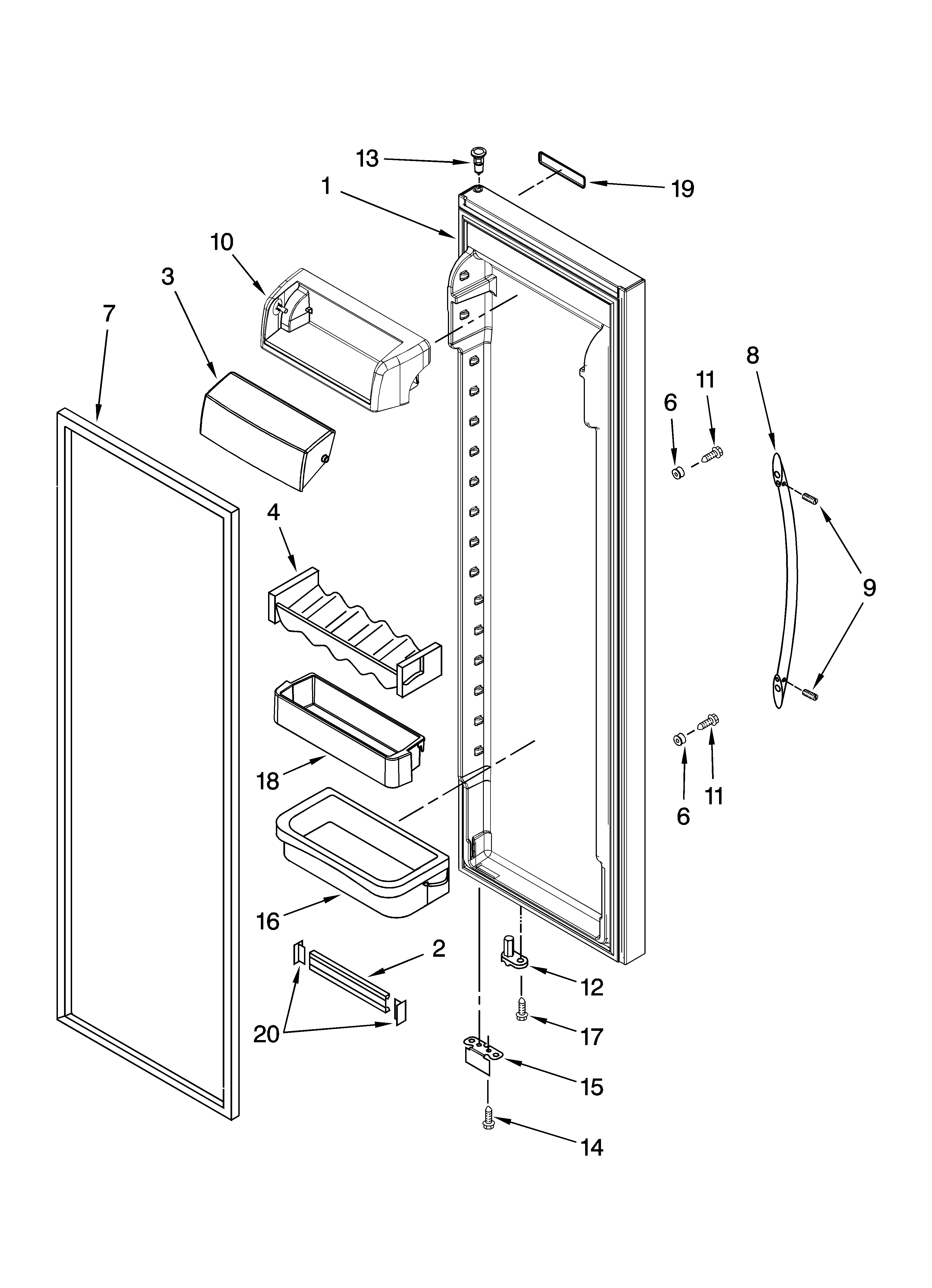 KitchenAid KSCS23FSMS02 refrigerator door parts diagram