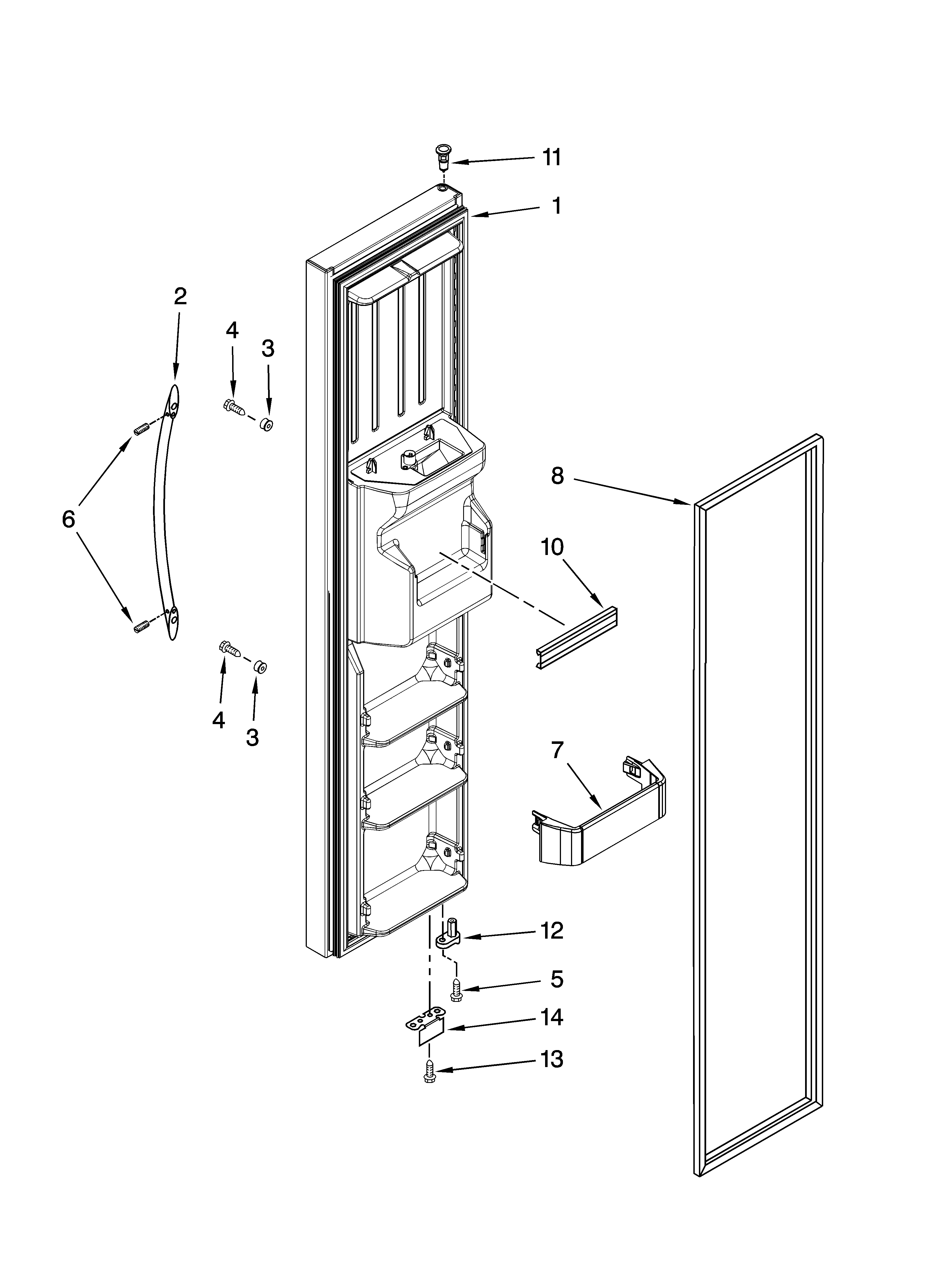 KitchenAid KSCS23FSMS02 freezer door parts diagram
