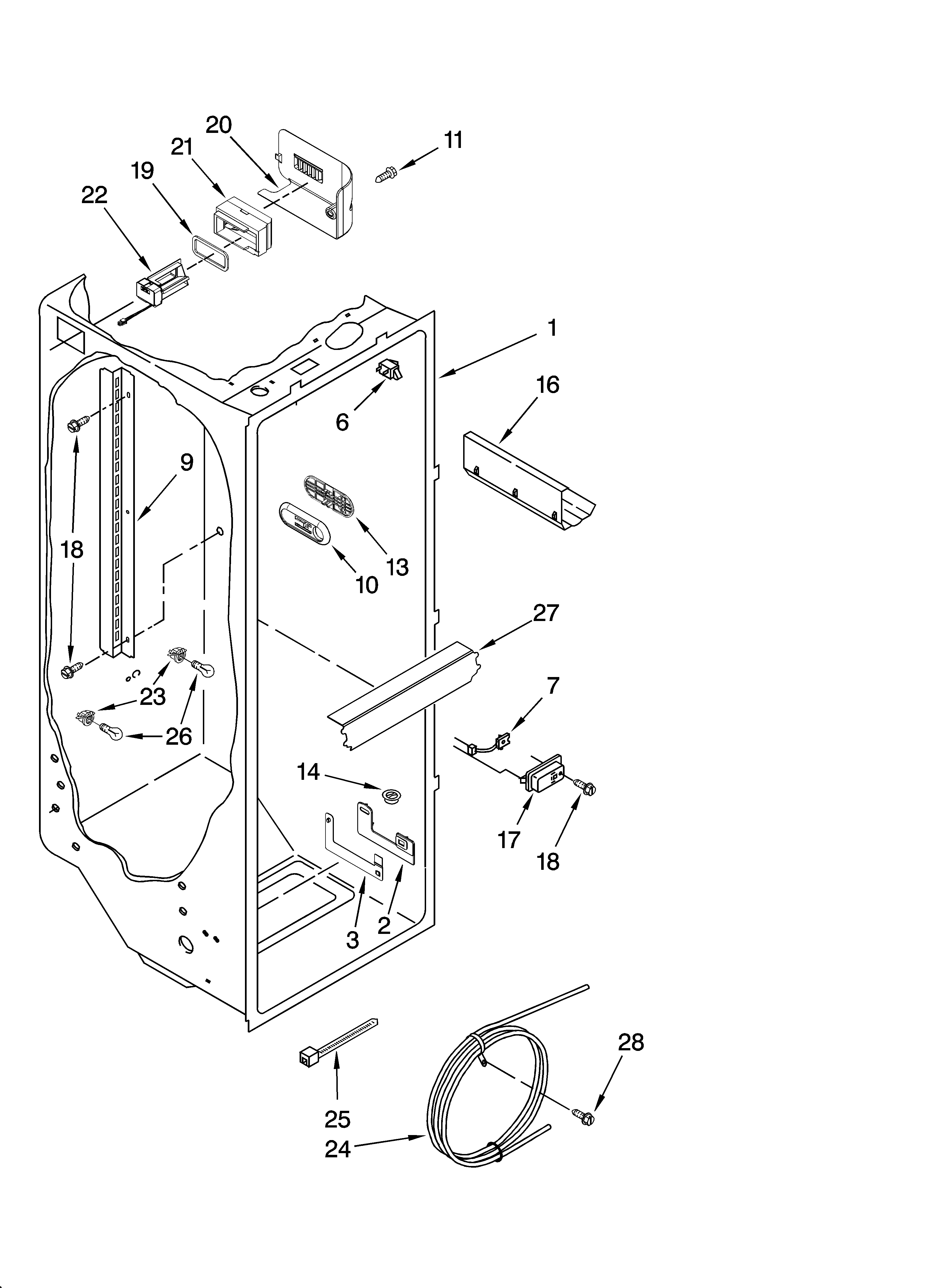 KitchenAid KSCS23INMS03 refrigerator liner parts diagram
