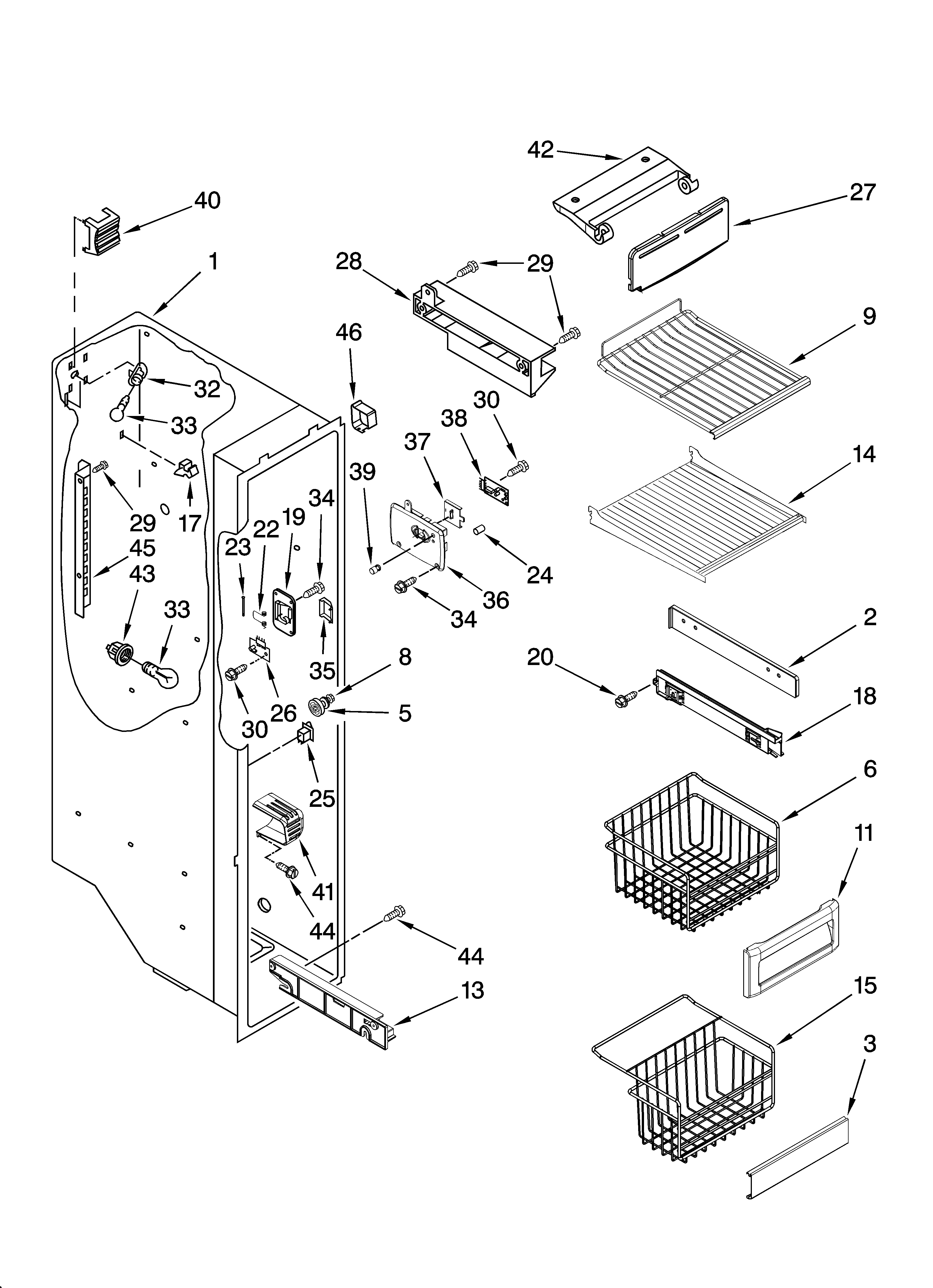 KitchenAid KSCS23INMS03 freezer liner parts diagram