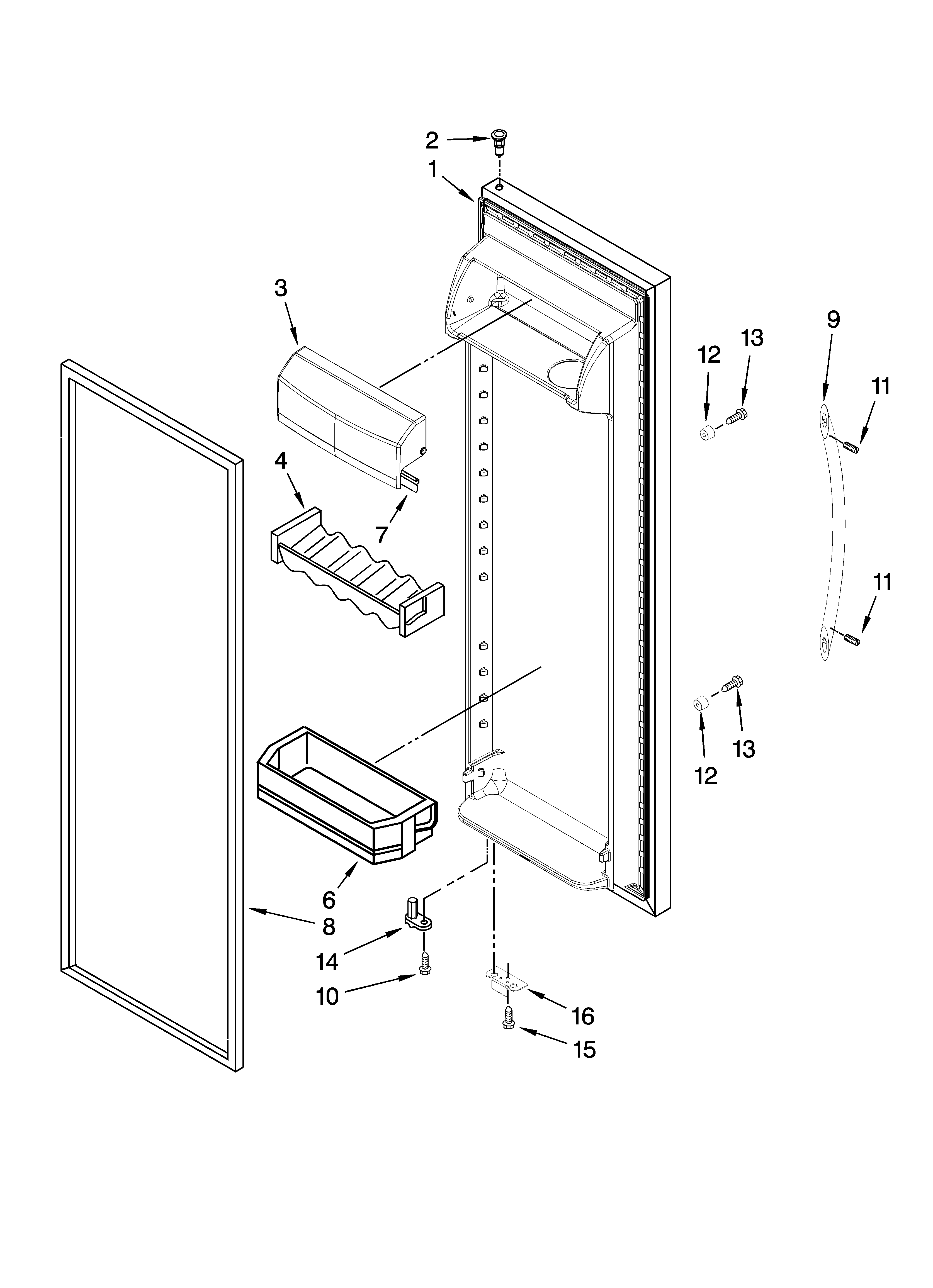 KitchenAid KSRG22FKBT19 refrigerator door parts diagram