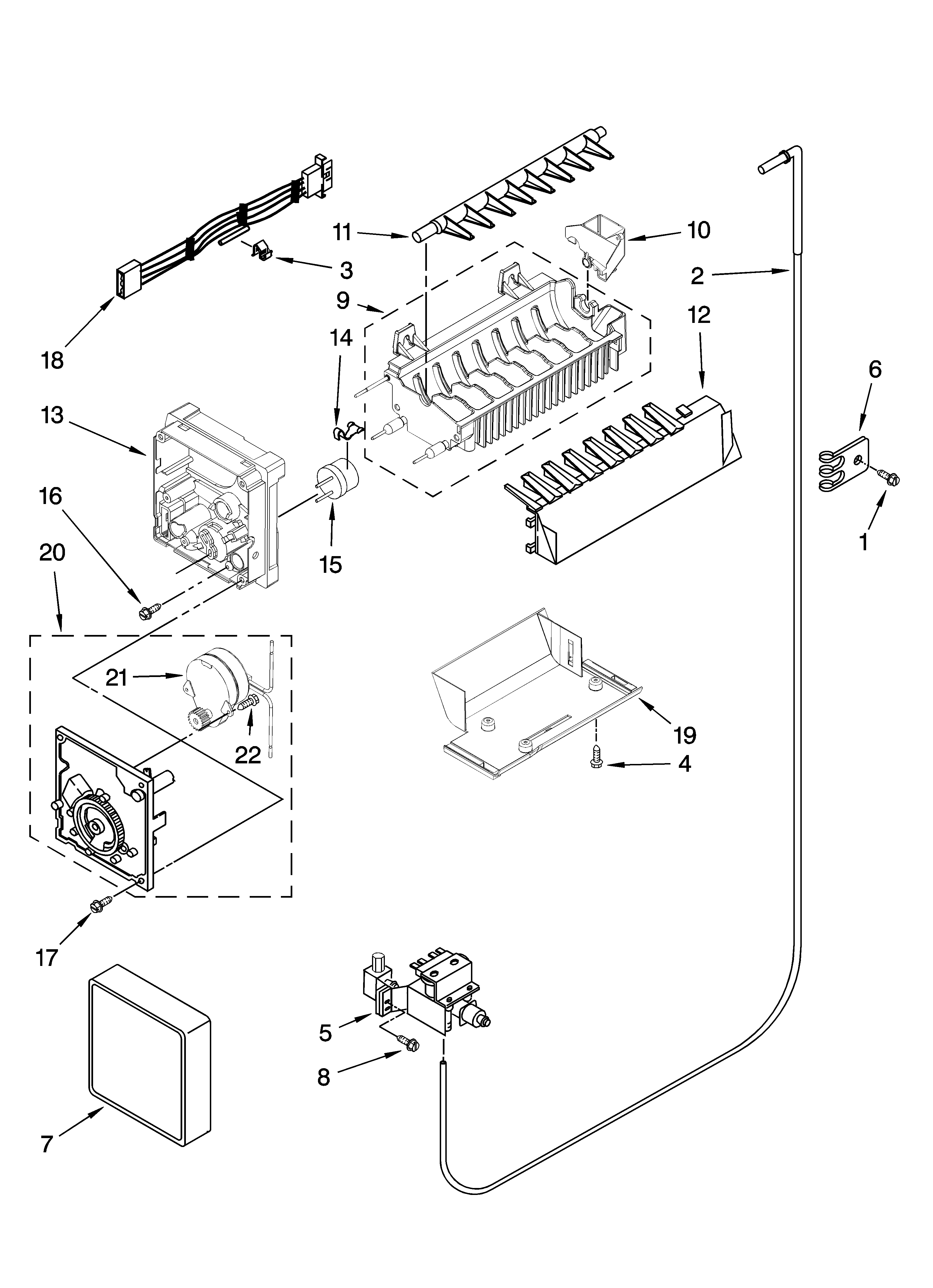 KitchenAid KSRG22FKBT19 icemaker parts diagram