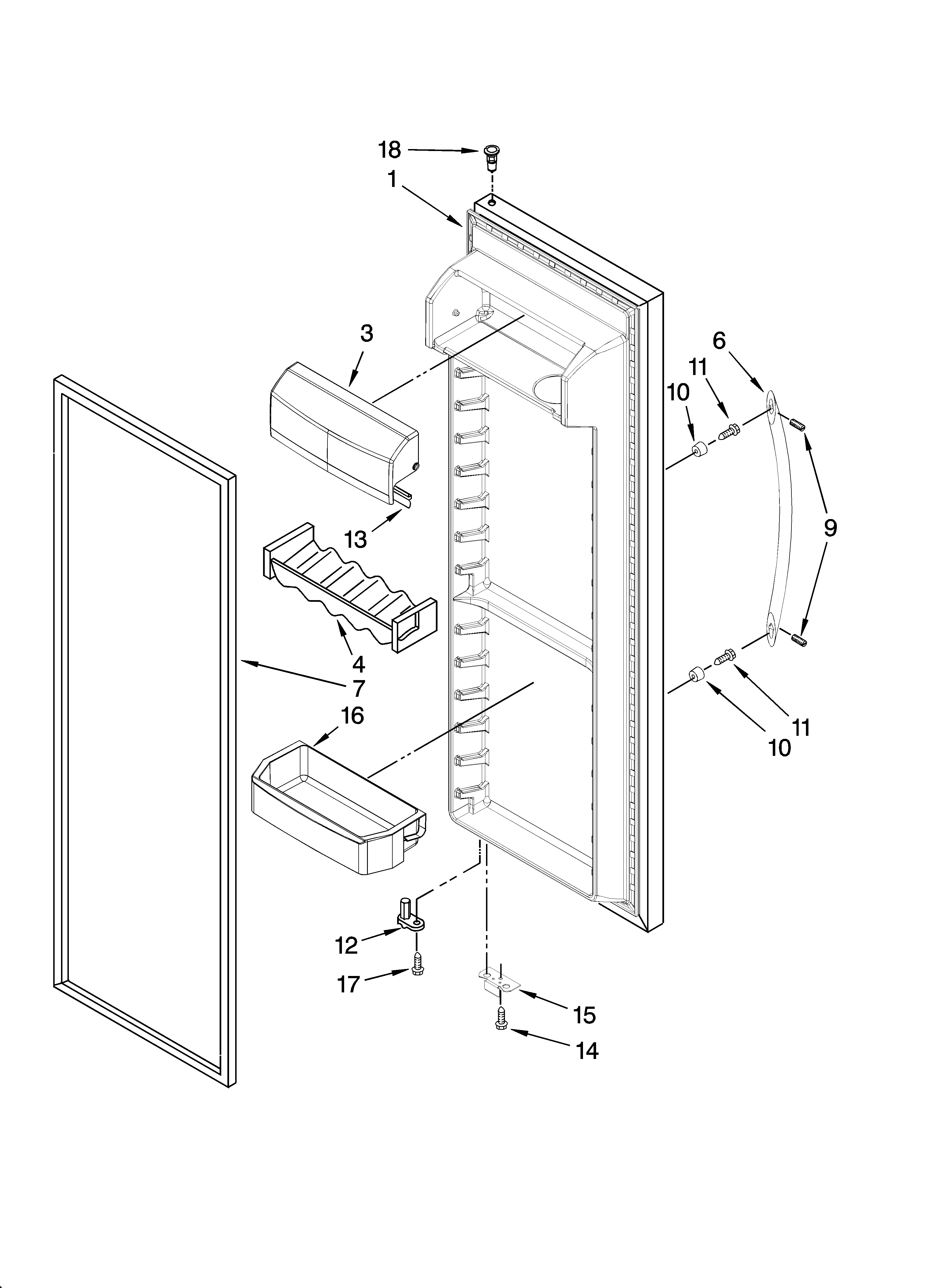 KitchenAid KSRG25FKST19 refrigerator door parts diagram