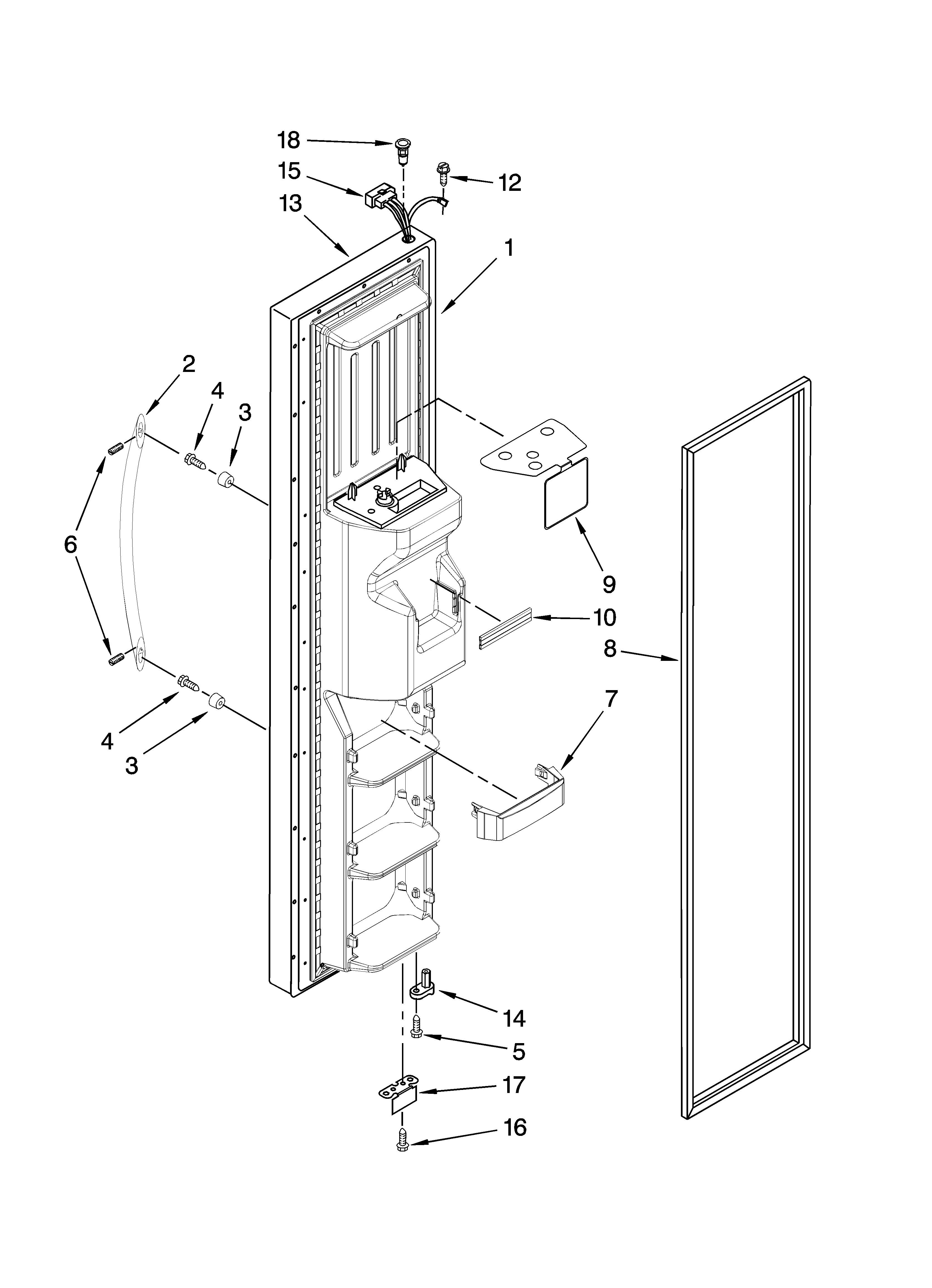 KitchenAid KSRG25FKST19 freezer door parts diagram