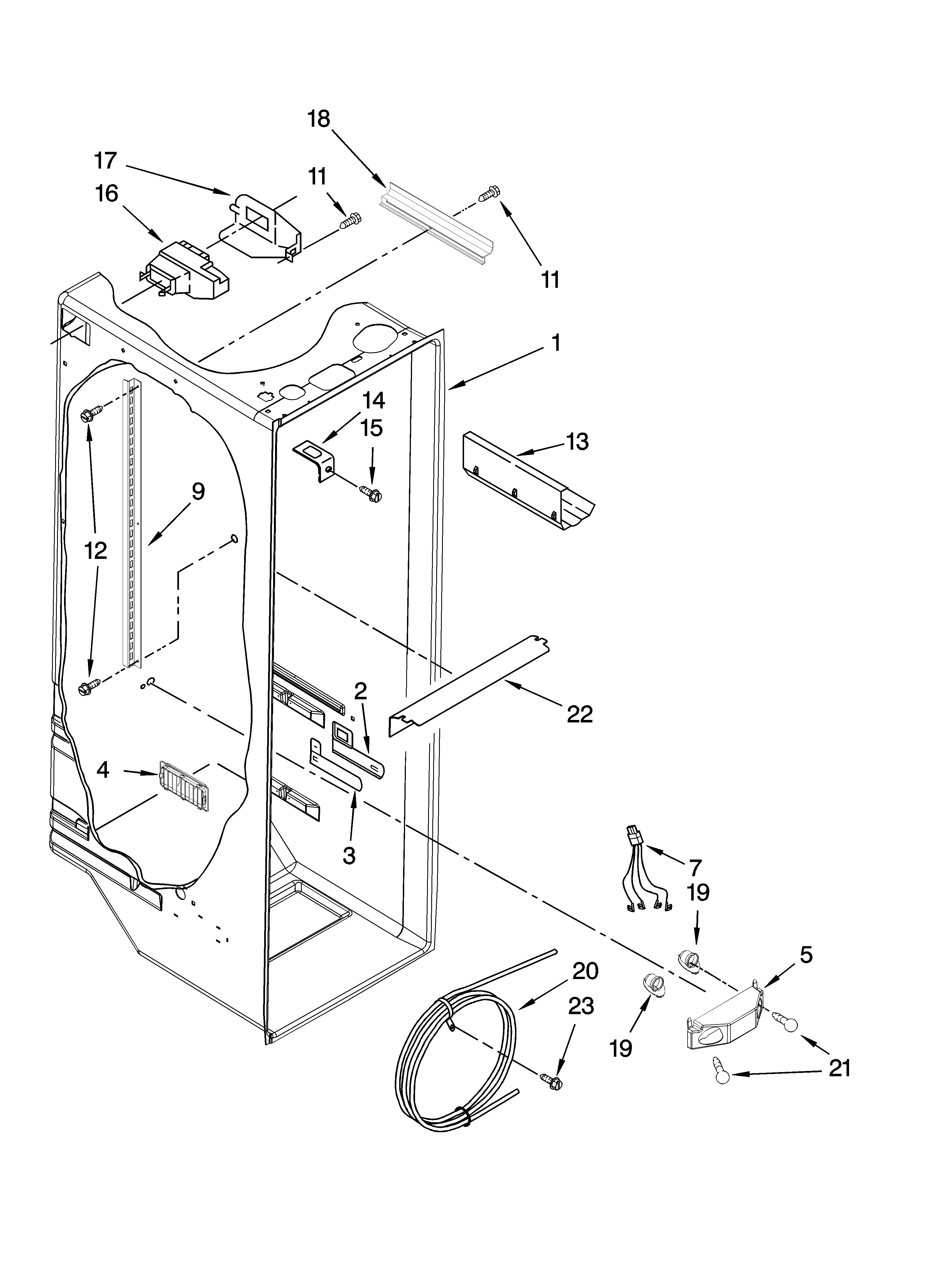 KitchenAid KSRG25FTSS01 refrigerator liner parts diagram
